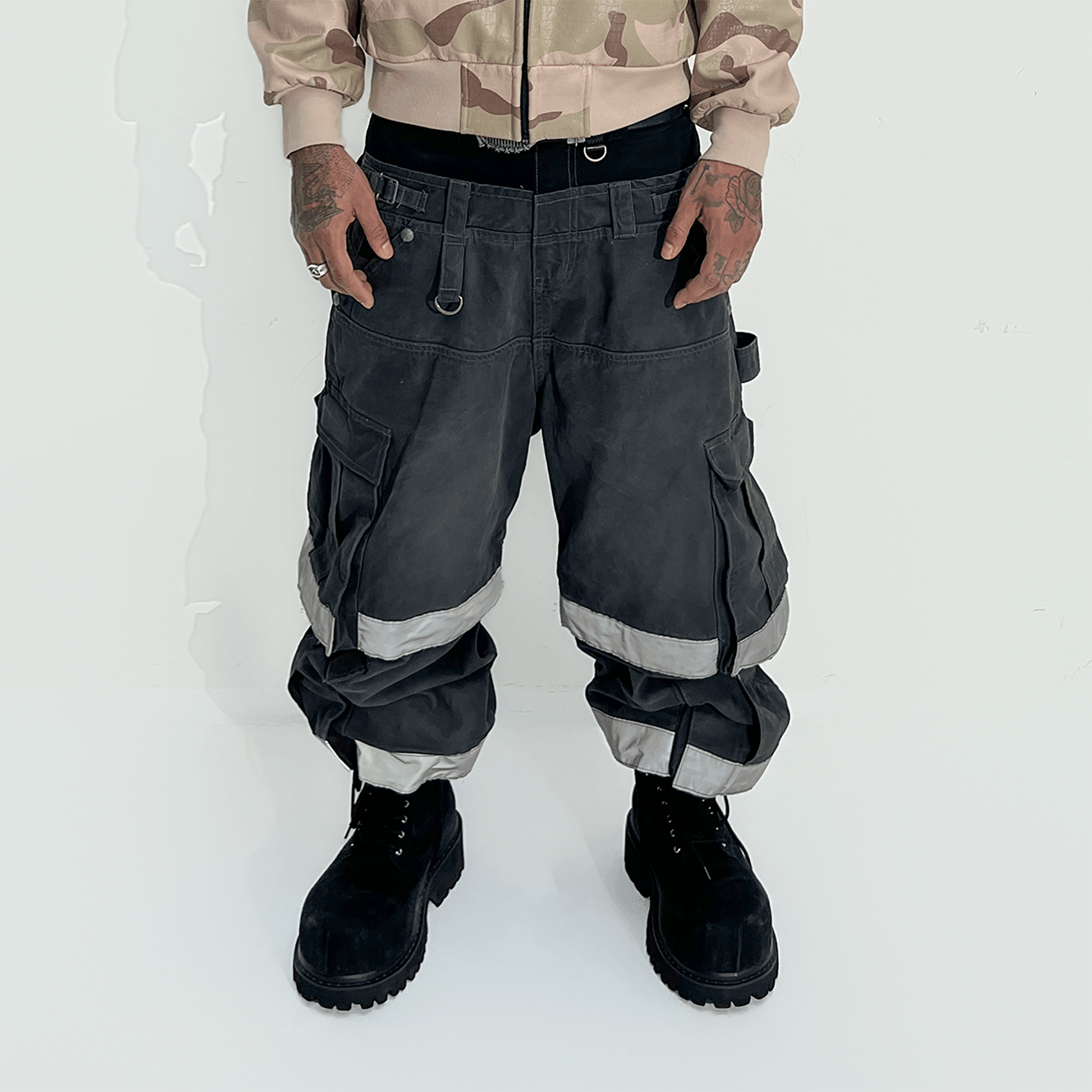 TECNINEGROUP Detachable Reflective Firefighter Cargo Pants Gray-Pants-XS-Free Shipping Leatheretro