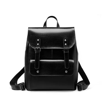 Women Retro Design Luxury Leather Backpack - Casual Portable Travel Bag-Backpacks-Black-Free Shipping Leatheretro