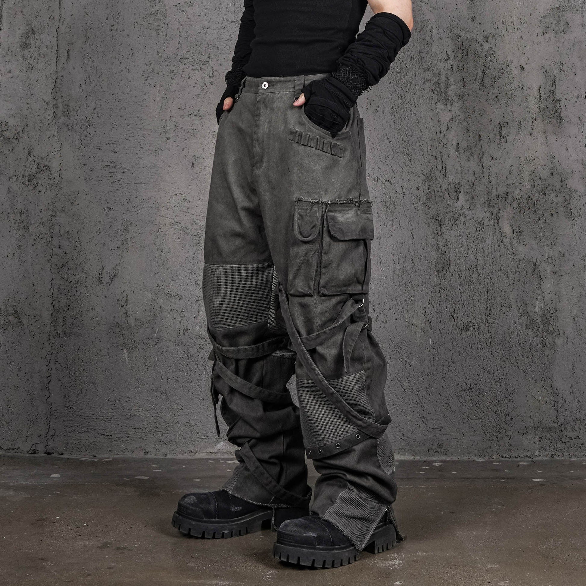 UNDERWATER Scavenger Heavyduty Multi-Pockets Striped Cargo-Pants-S-Free Shipping Leatheretro