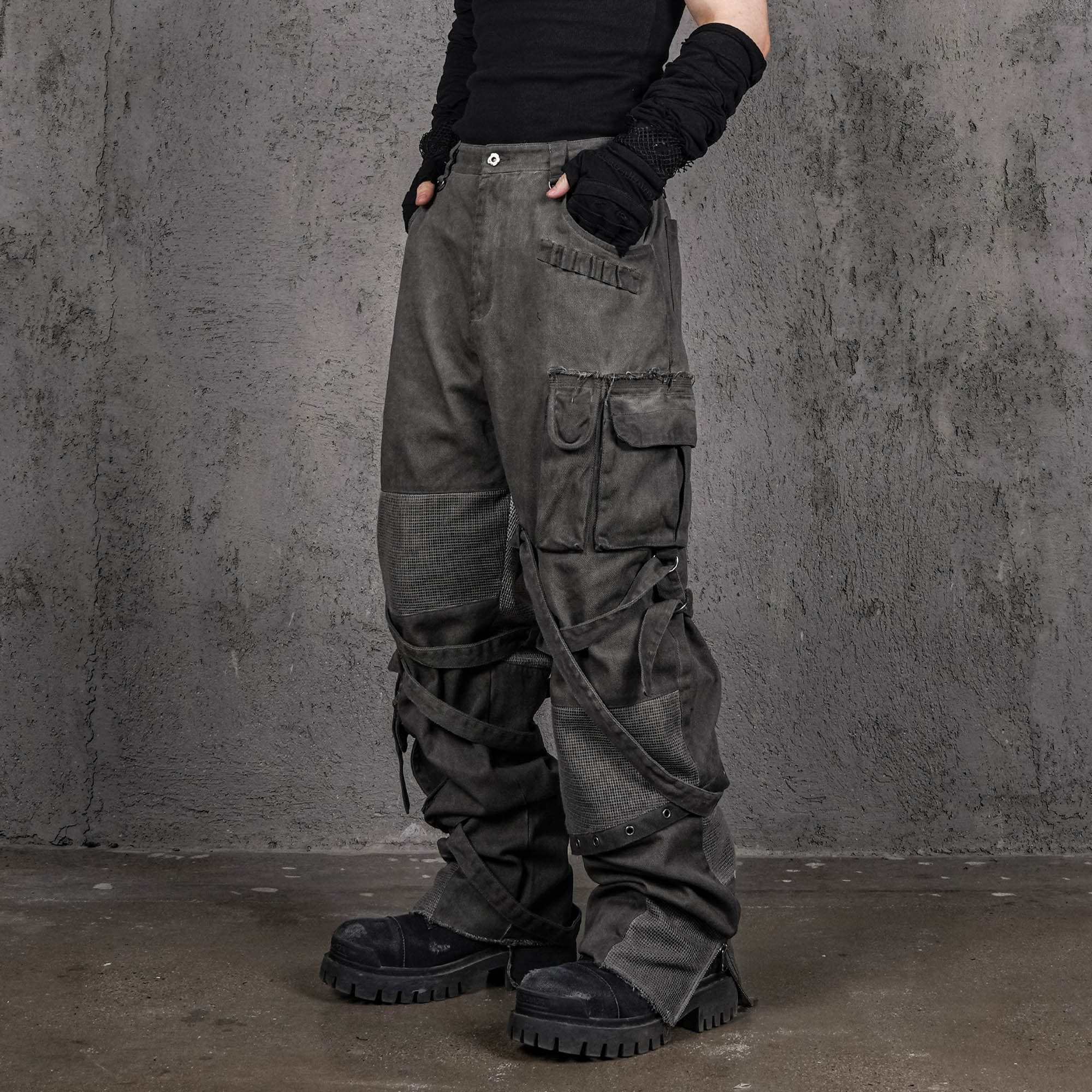 UNDERWATER Scavenger Heavyduty Multi-Pockets Striped Cargo-Pants-S-Free Shipping Leatheretro