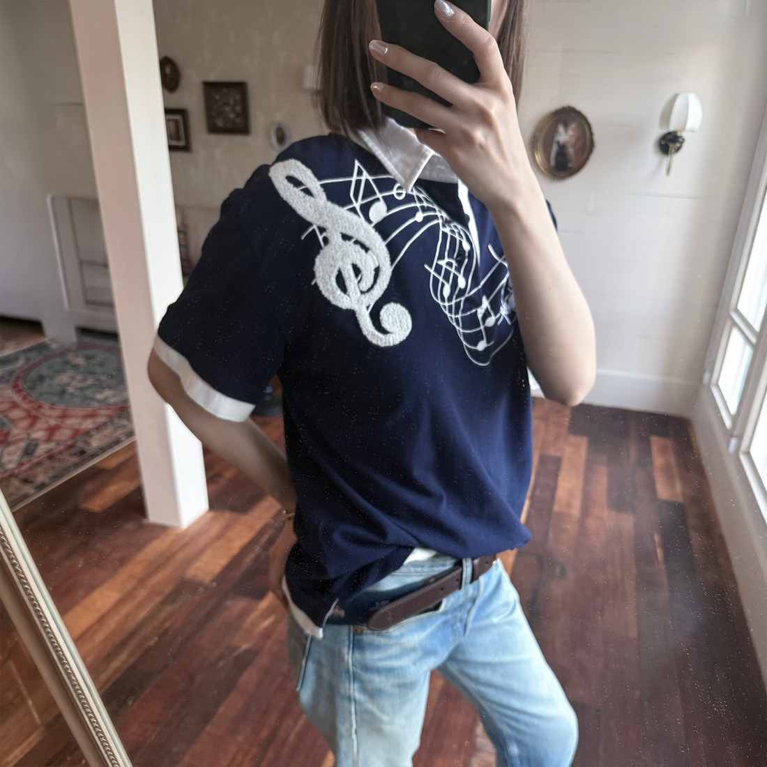 TRECLUB Music Note Embroidered Polo T-Shirt-T Shirt-S (preorder)-Free Shipping Leatheretro