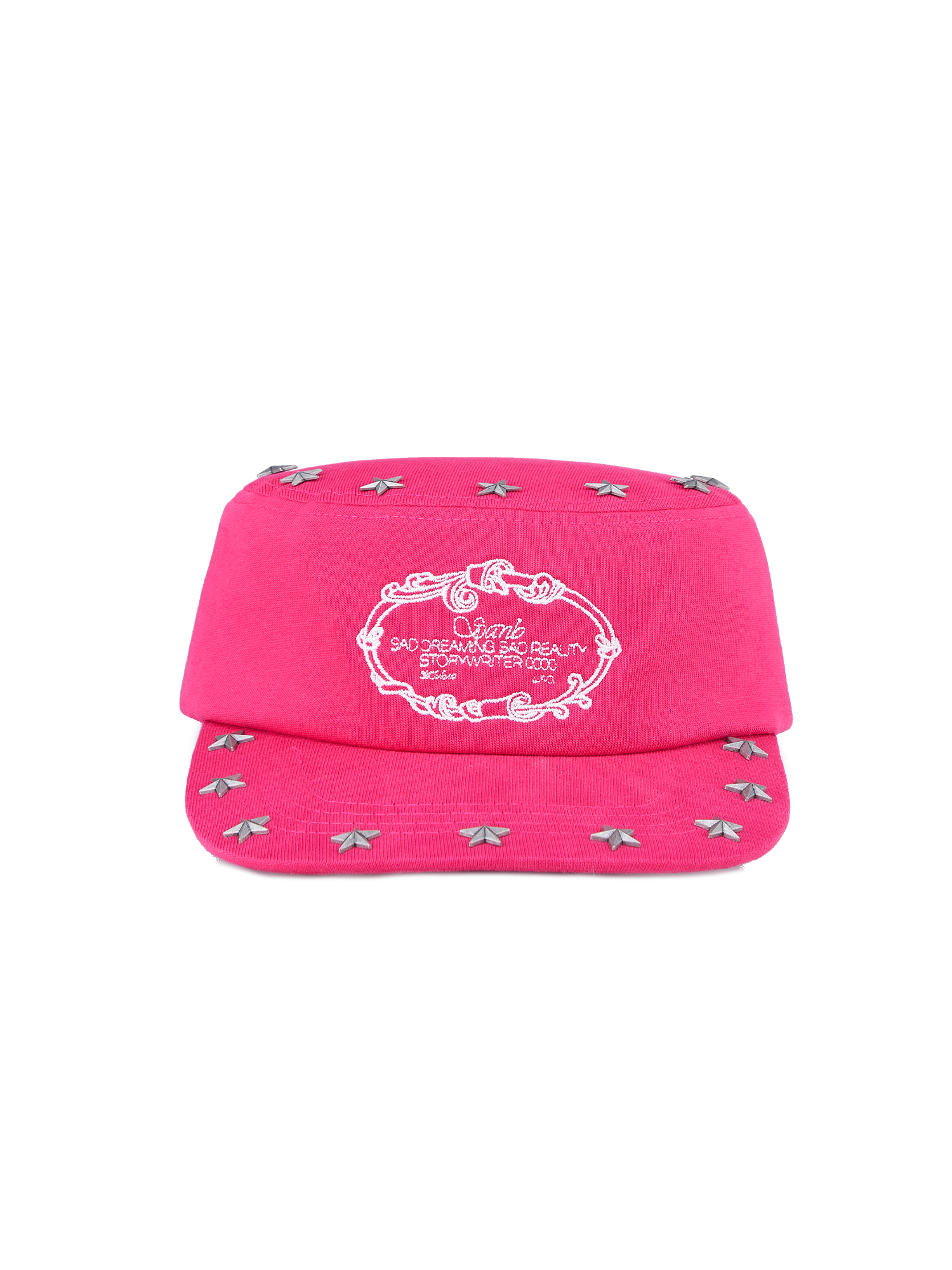 SANB Star-Studded Embroidered Pillbox Cap-Hat, Cap, Beanie-One Size-Pink-Free Shipping Leatheretro