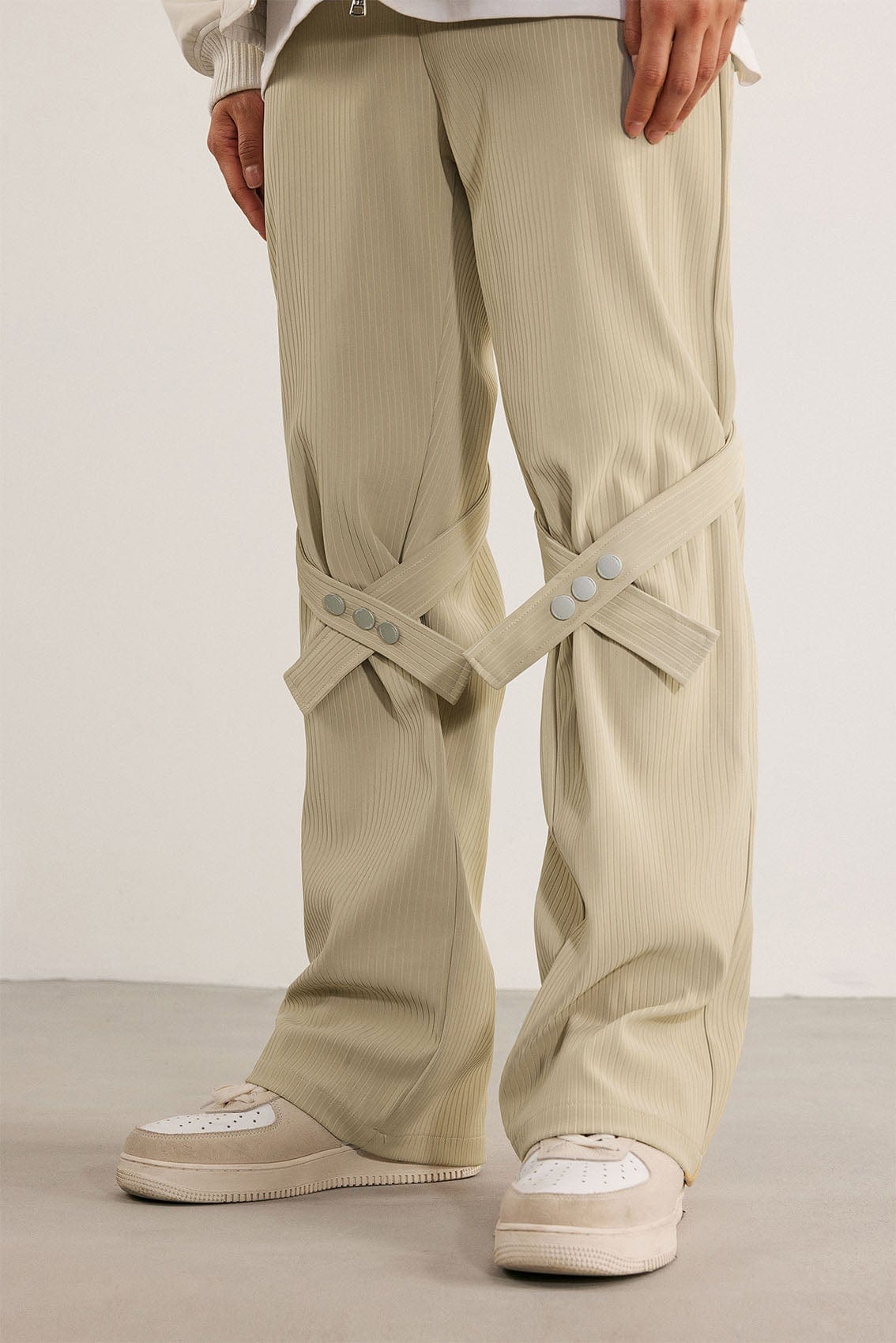 BONELESS Strap Faux Leather Texture Pants (Only Size S Left)-Pants-S-Apricot-Free Shipping Leatheretro