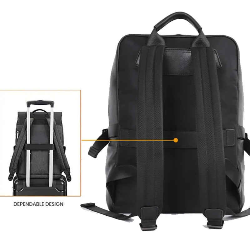 Men’s Business Commute Backpack – Modern Travel Tech Device Bag-Backpacks-Black-Free Shipping Leatheretro