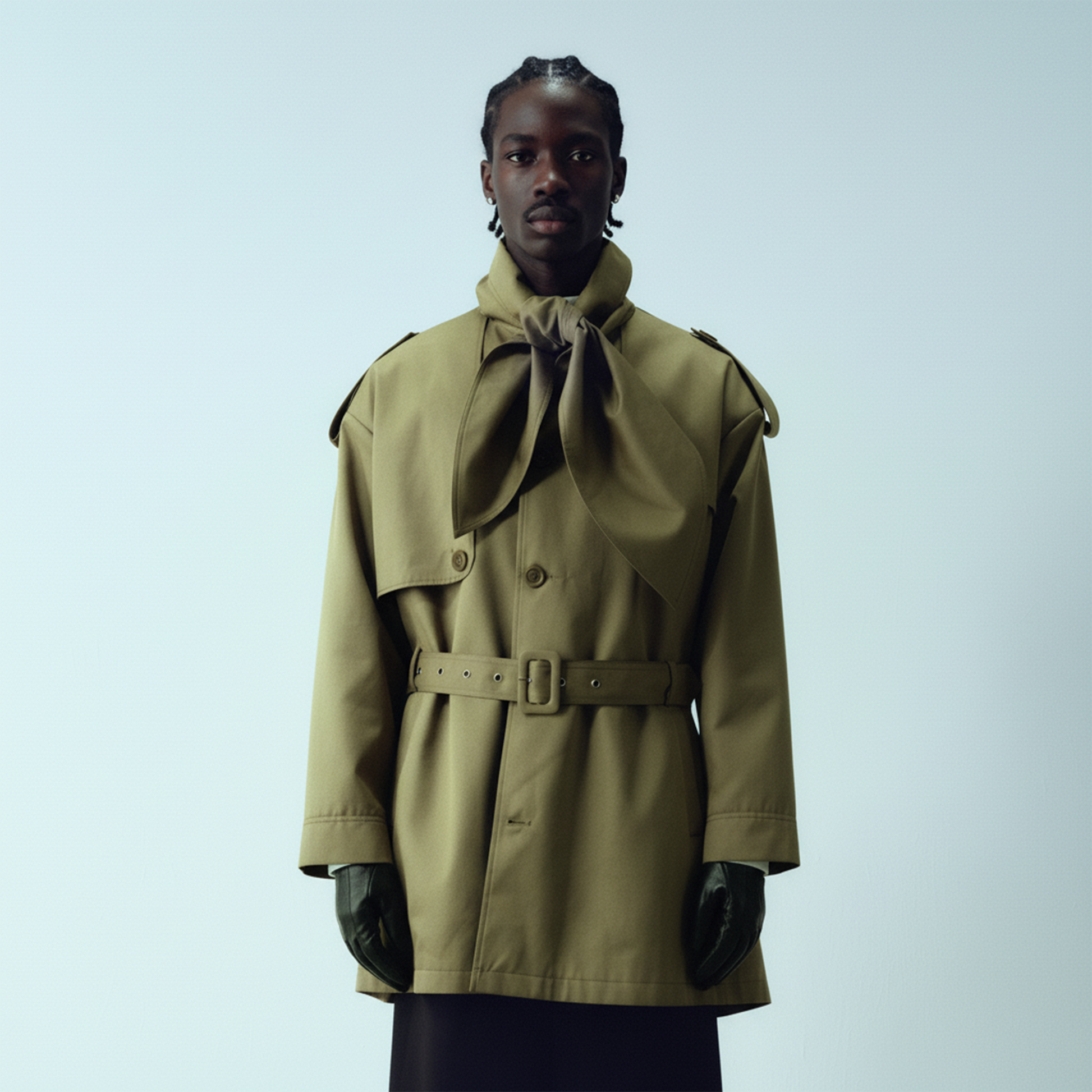 KADAKADA Scarf-Tie Waterproof Belted Trench-Jacket-M-Free Shipping Leatheretro