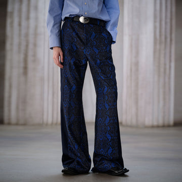 FACEONLAB Snake Diamond Straight-Leg Pants-Pants-M-Free Shipping Leatheretro