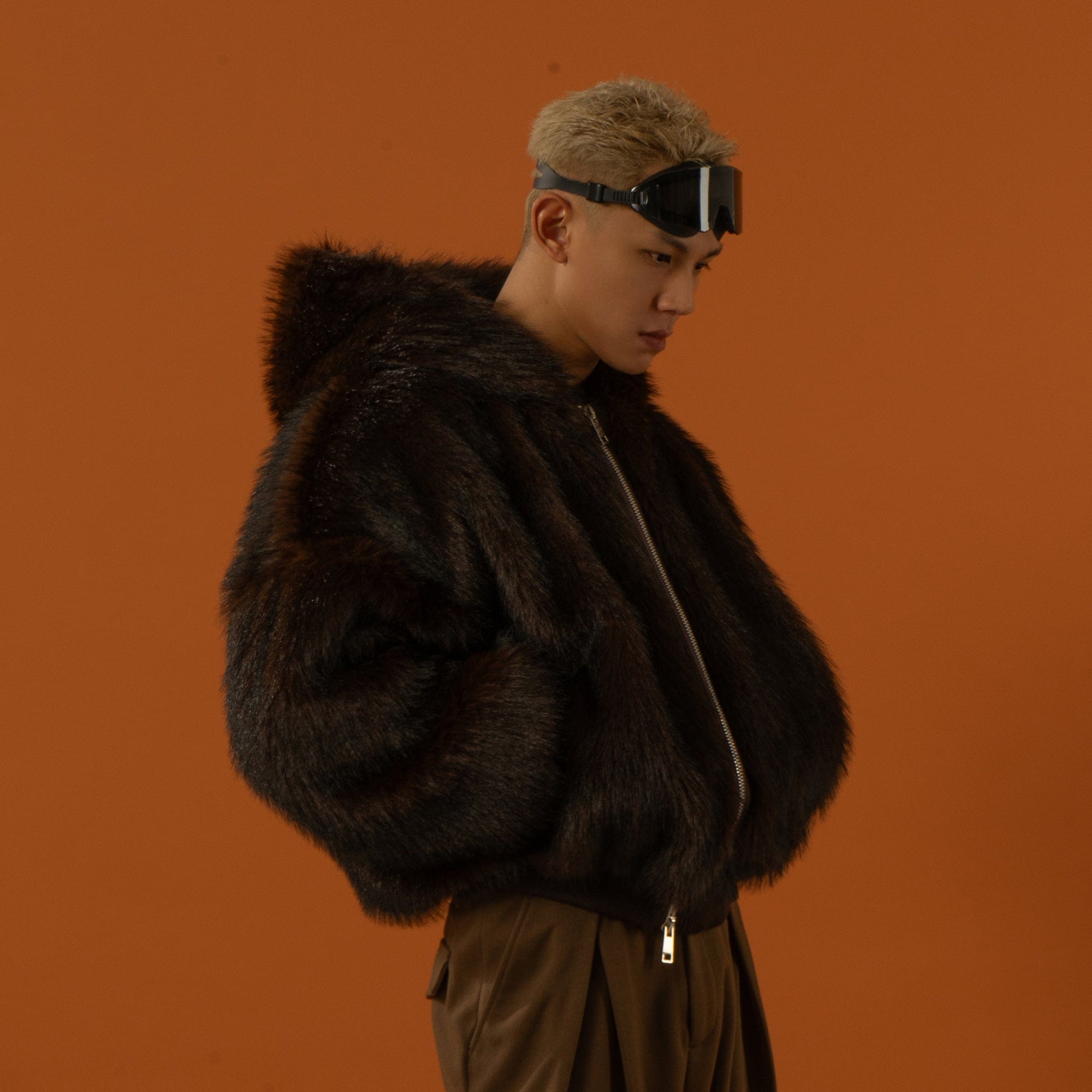 CLP Retro Faux Fur Zip-Up Hooded Jacket-Jacket-S-Black-Free Shipping Leatheretro