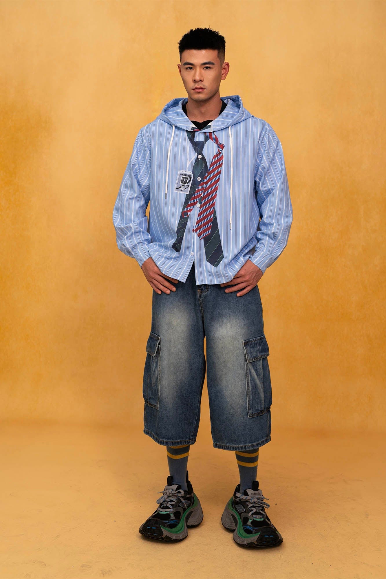 CLP Retro Multi-Pocket Knee-Length Denim Shorts-Shorts-S-Free Shipping Leatheretro