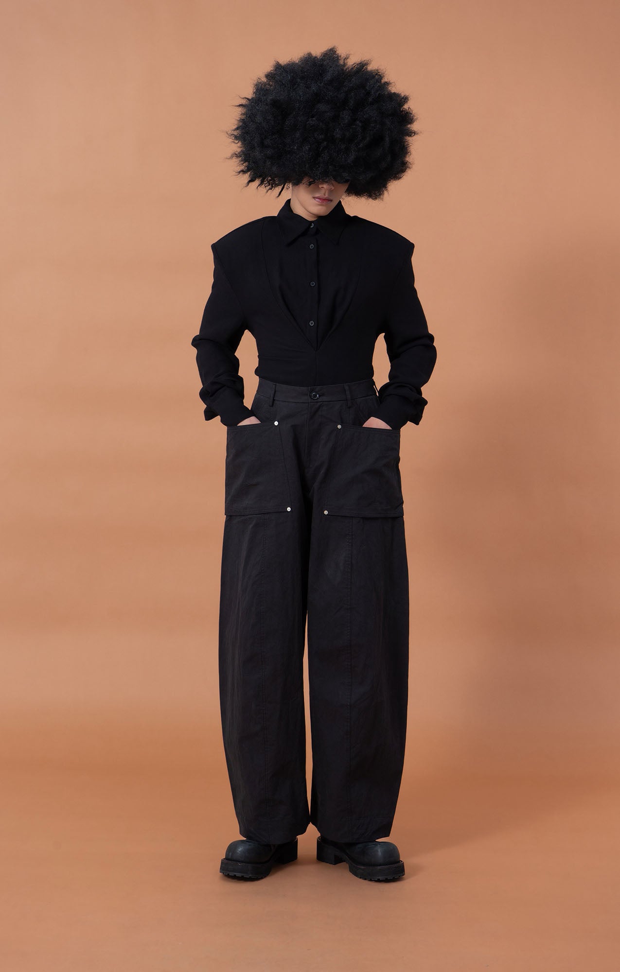 CLP Utility Big-Pocket Barrel Pants-Pants-M-Black-Free Shipping Leatheretro