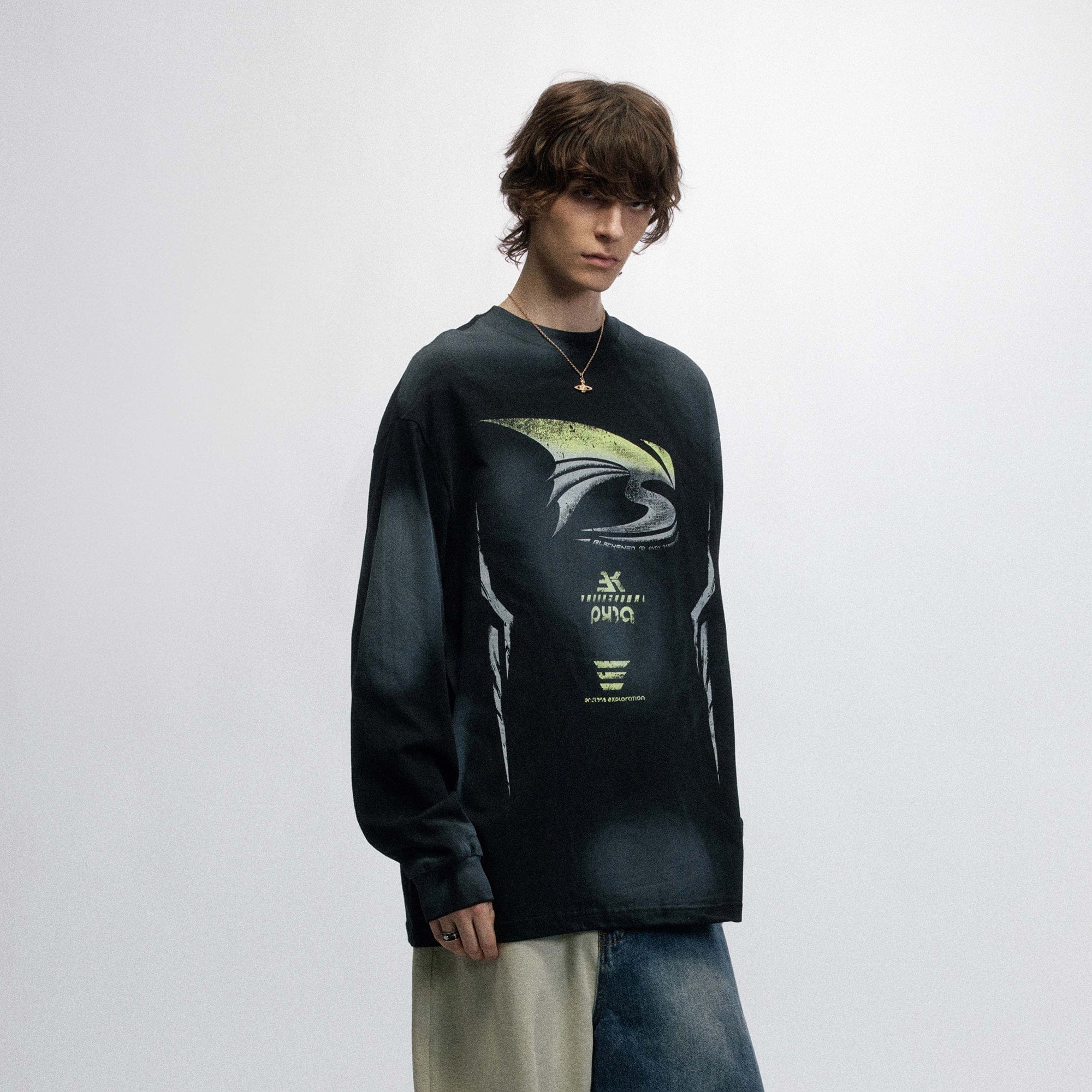OVDY Faded Racing Graphics Long-Sleeve Tee-L/S Tee-S-White-Free Shipping Leatheretro