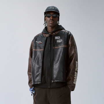 F2CE Retro Embroidered Patch PU Moto Jacket-Jacket-S-Free Shipping Leatheretro