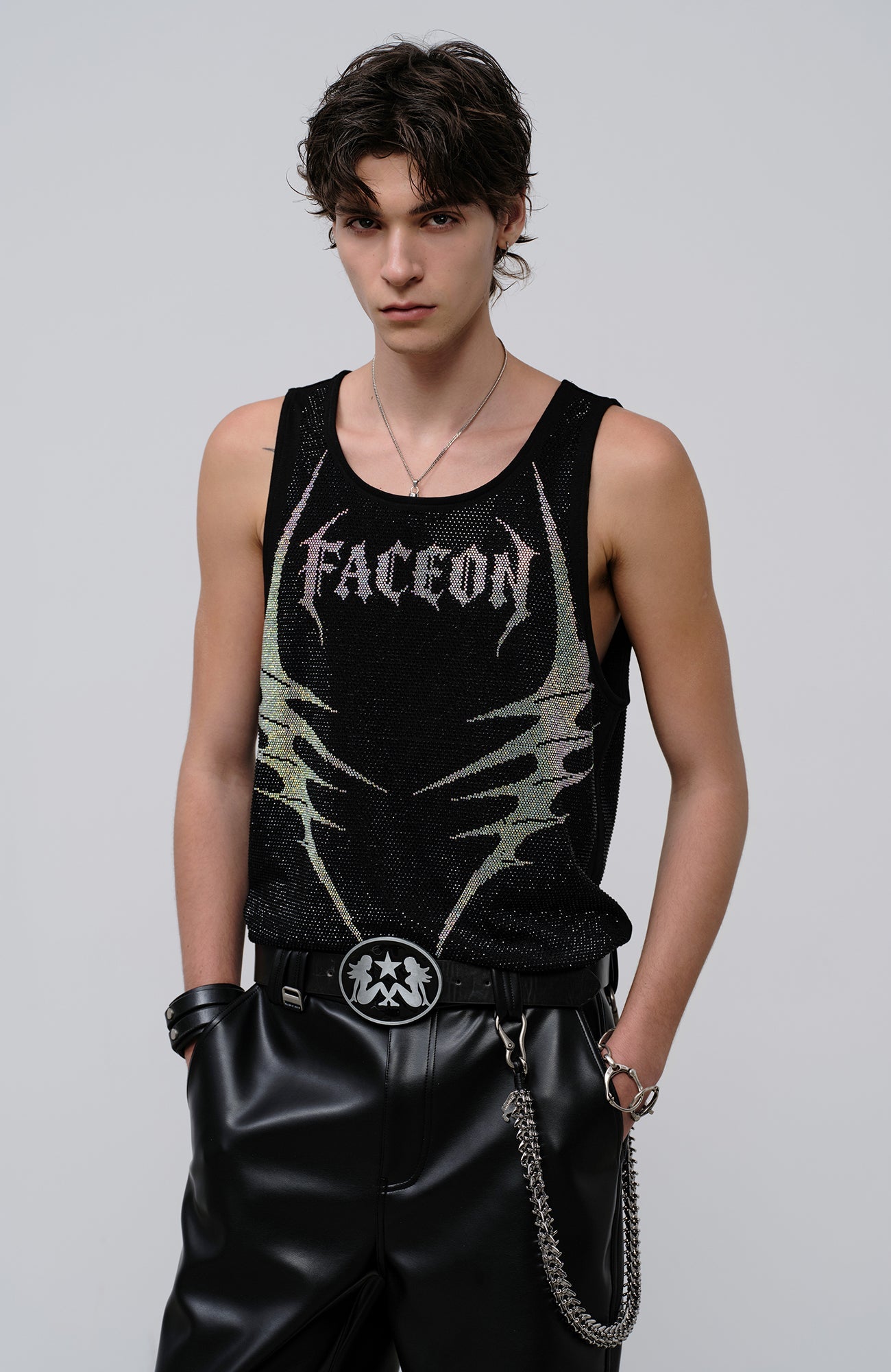 FACEONLAB Venom Diamond Punk Tank Black-Tank Top-M (Preorder)-Free Shipping Leatheretro