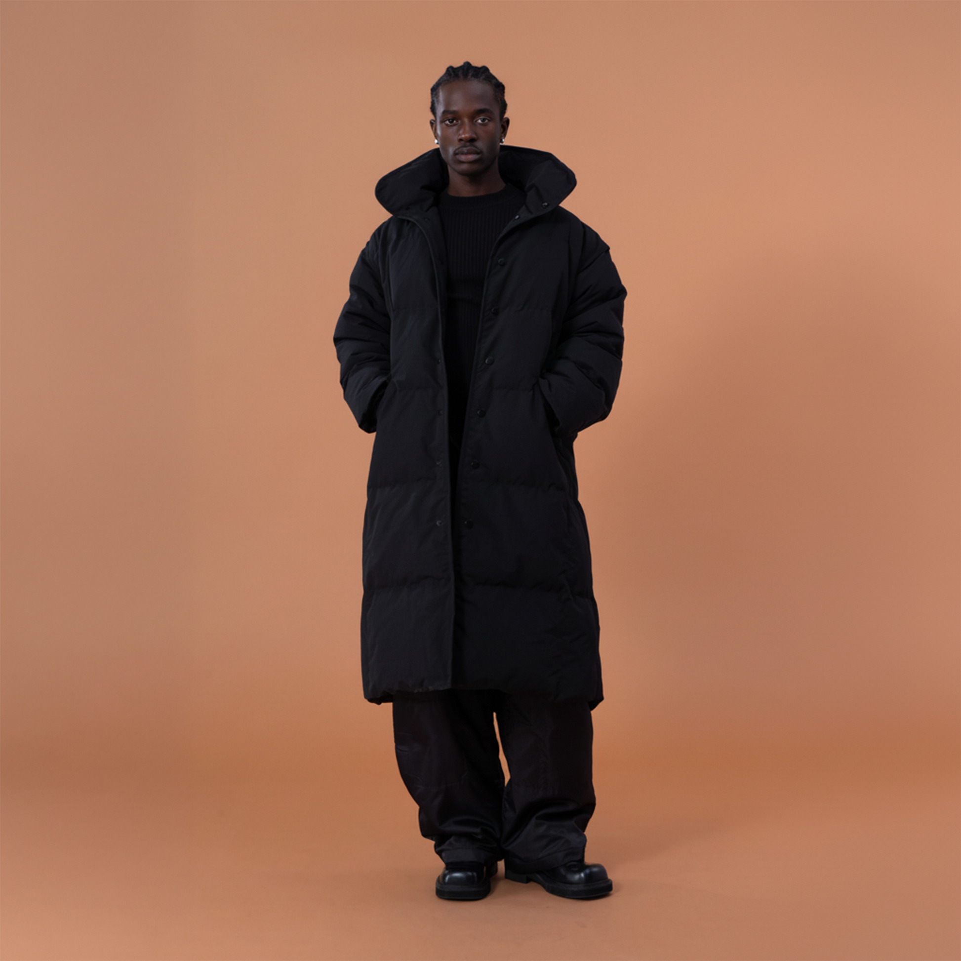 CLP High-Neck Longline Puffer Down Coat-Jacket-One Size-Free Shipping Leatheretro