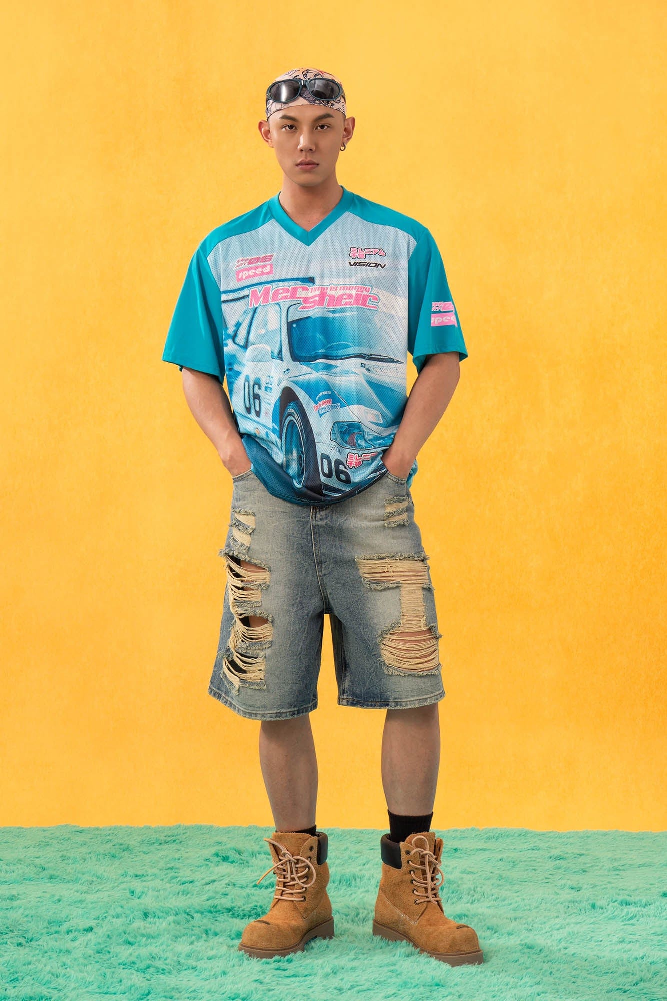 CLP Racing Graphic Mesh Raglan Jersey-T Shirt-M-Blue-Free Shipping Leatheretro