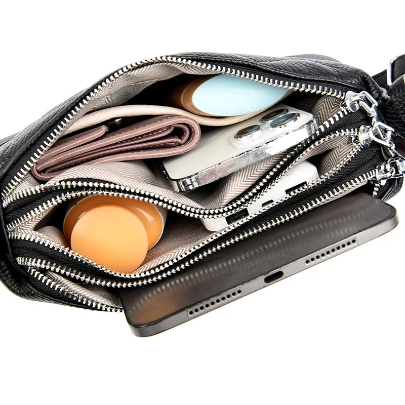 Genuine Leather Female Crossbody Bags-Handbags-Brown-Free Shipping Leatheretro