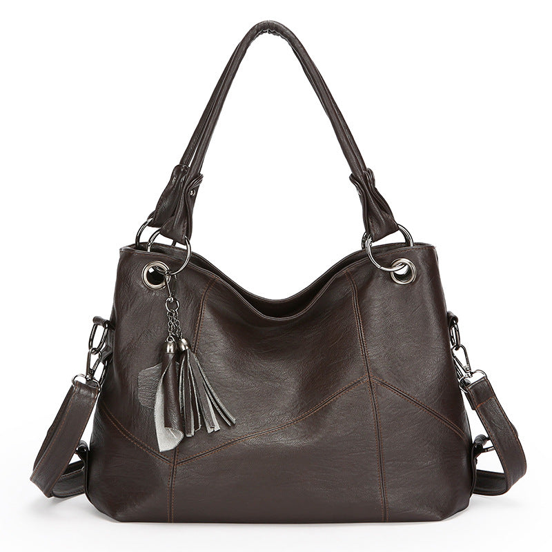 Large Capacity Soft Leather Stitching Handbag - American Retro Square Bag-Handbags-Coffee-Free Shipping Leatheretro