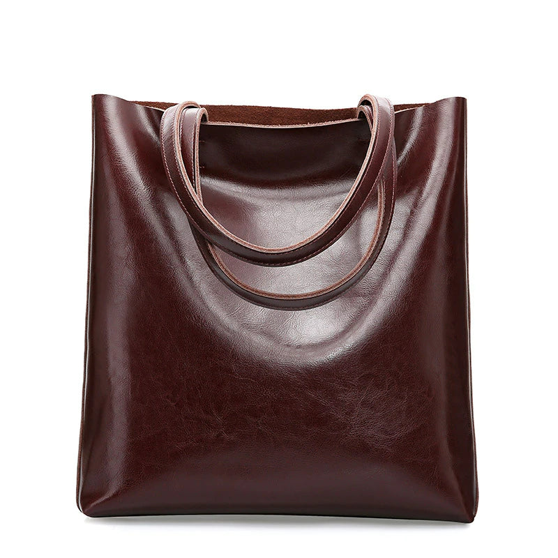 Cow Leather Ladies Shoulder Handbags Women Tote-Tote Bag-Coffee-Free Shipping Leatheretro