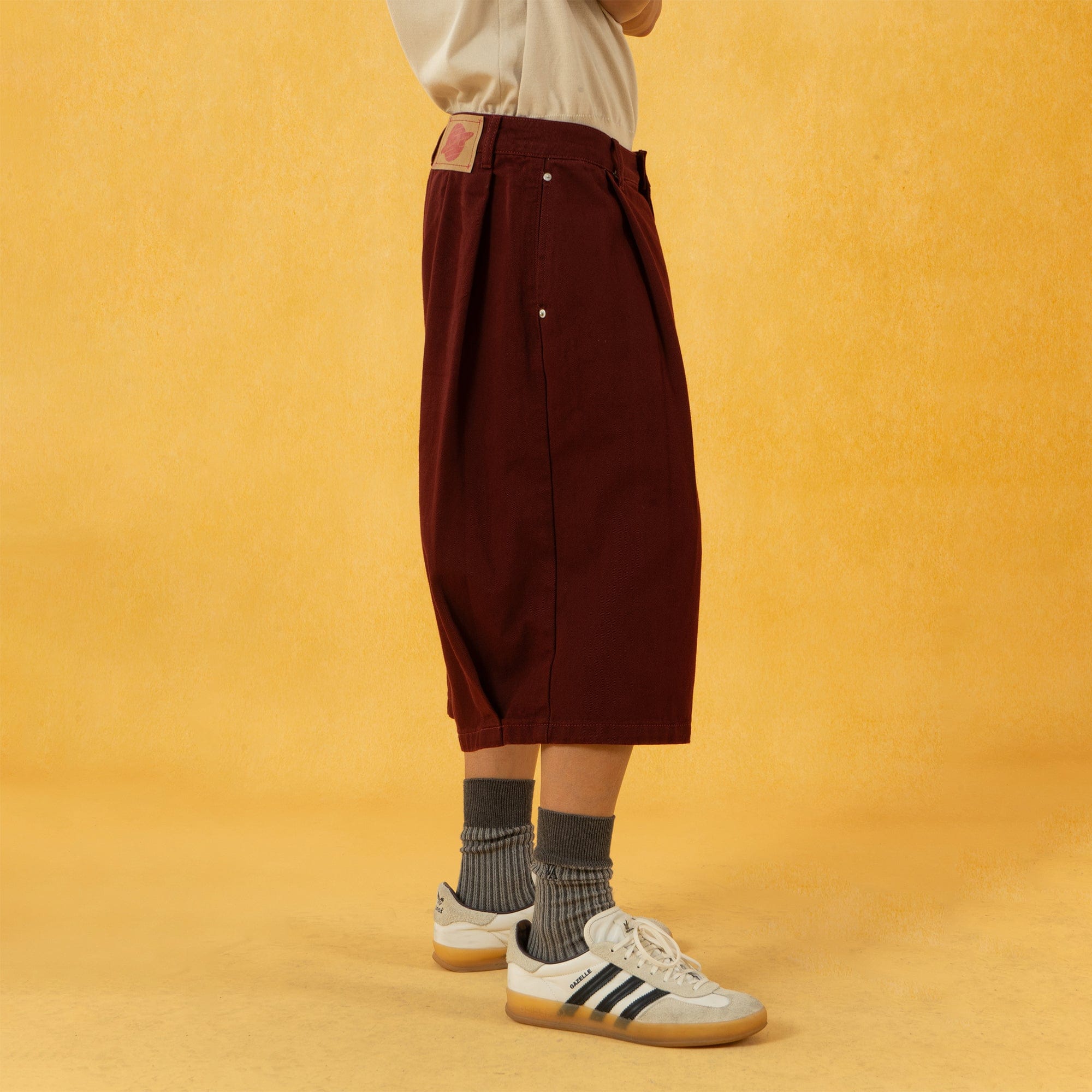 CLP Classic Rivet Pleated Oversized Shorts-Shorts-S-Khaki-Free Shipping Leatheretro