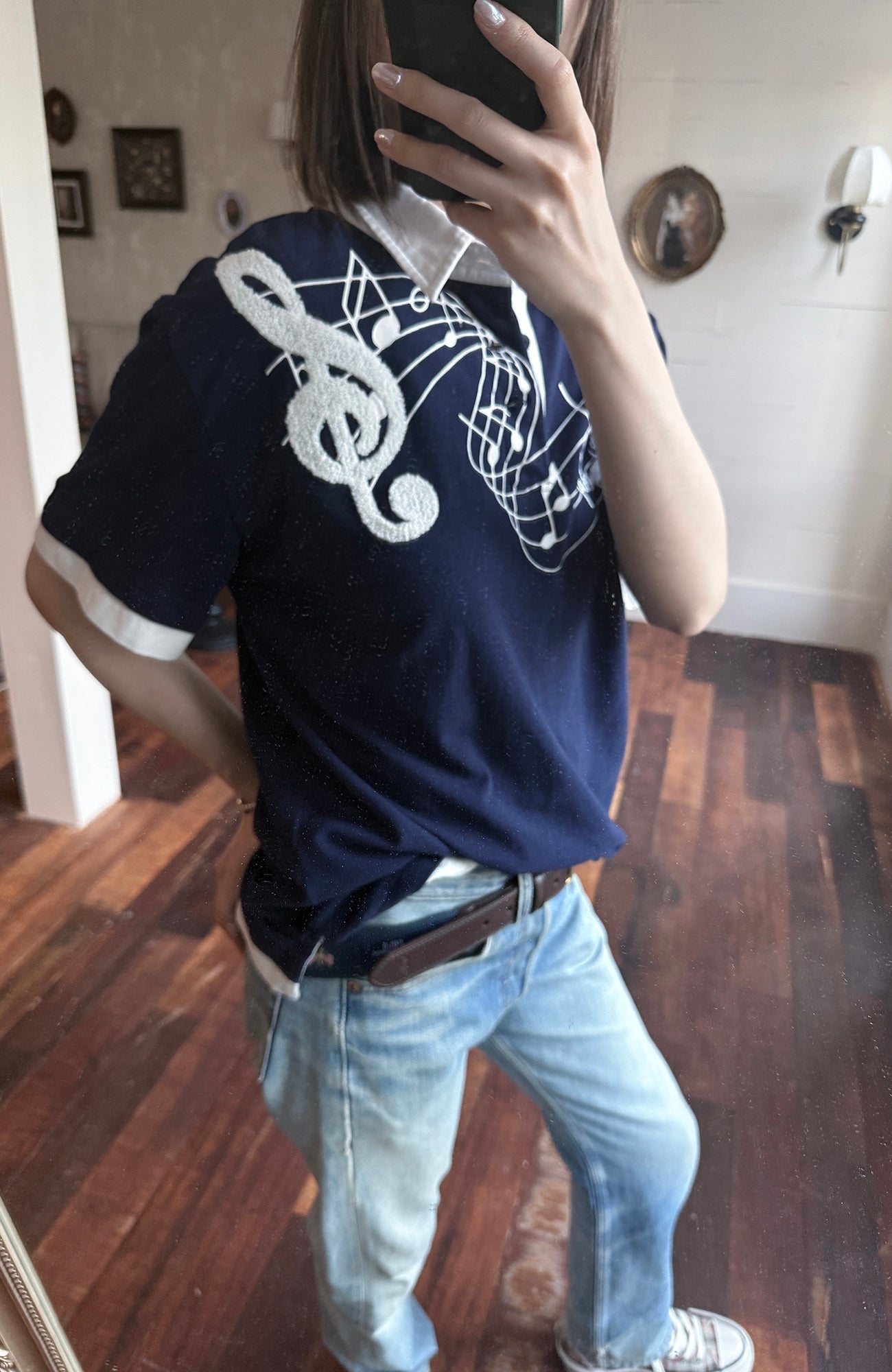 TRECLUB Music Note Embroidered Polo T-Shirt-T Shirt-S (preorder)-Free Shipping Leatheretro