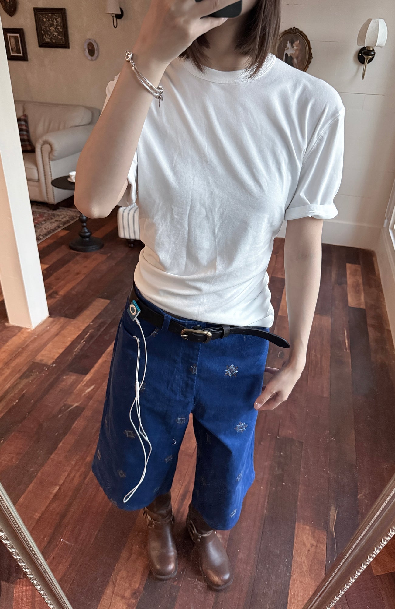 TRECLUB Embroidered Wide-leg Shorts-Shorts-S (preorder)-Free Shipping Leatheretro