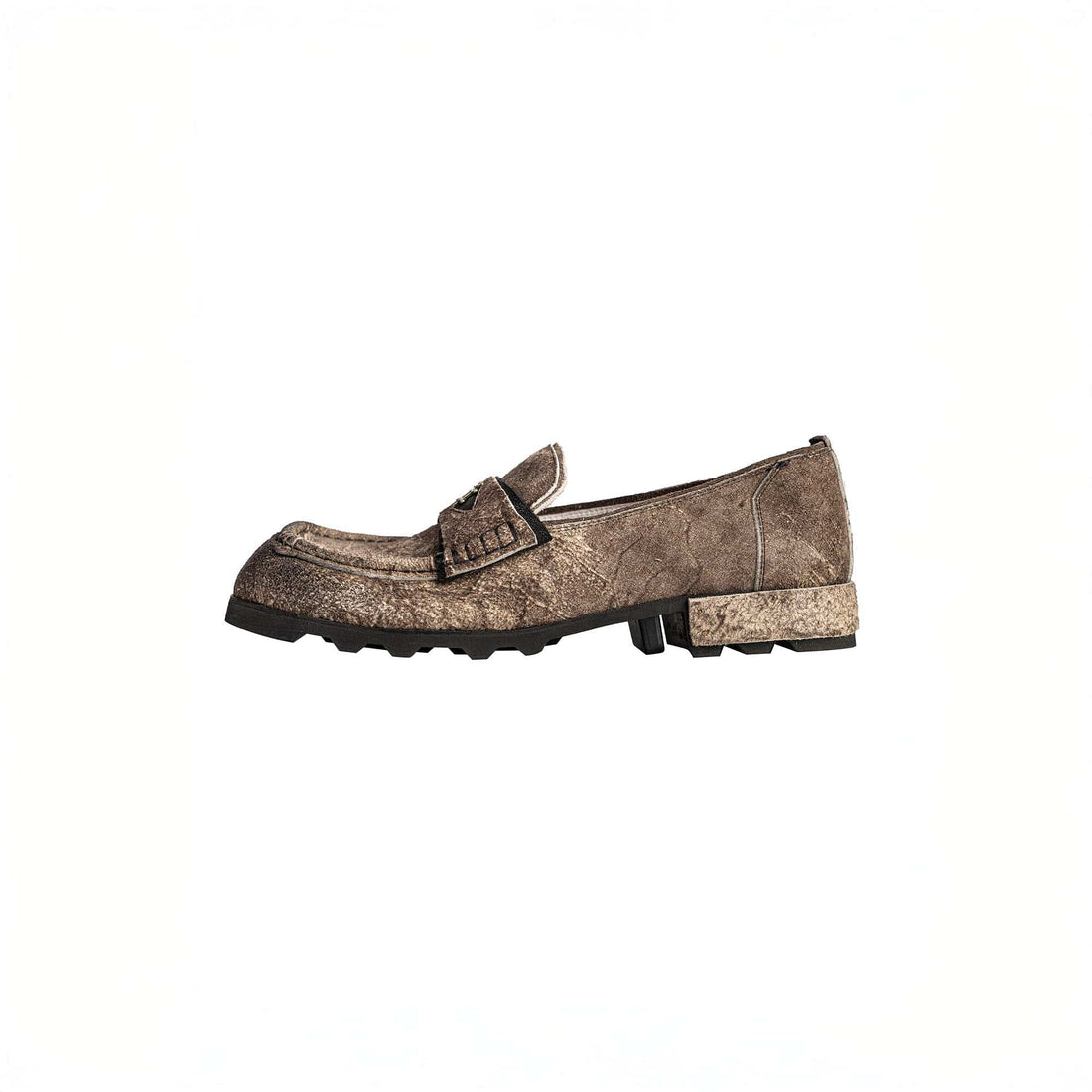 REWRITE Distressed Cowhide Saddle Loafers-Shoes-38.5-Free Shipping Leatheretro