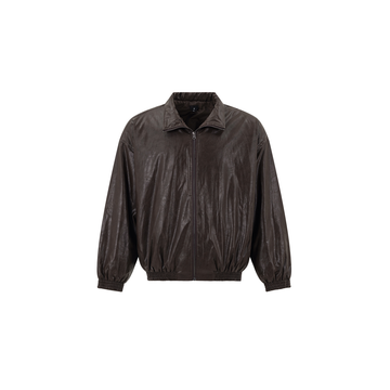 OVDY Faux Leather Crinkle Stand-Collar Jacket-Jacket-S-Coffee-Free Shipping Leatheretro