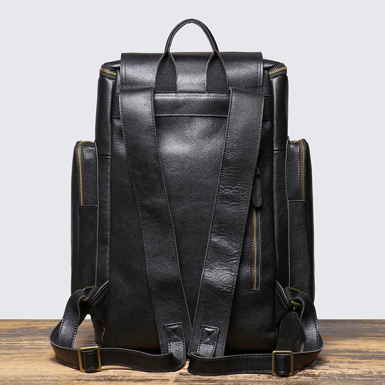 Cowhide Leather Backpack – High-Capacity Men’s Travel, Hiking & Laptop Satchel Bag-Backpacks-Brown-Free Shipping Leatheretro