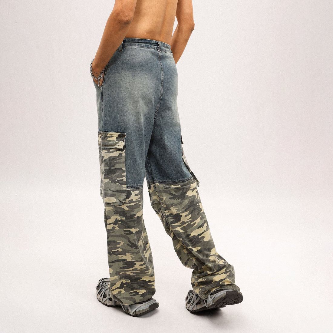 OVDY Camo Spliced Big-Pocket Jeans-Jeans-S-Free Shipping Leatheretro