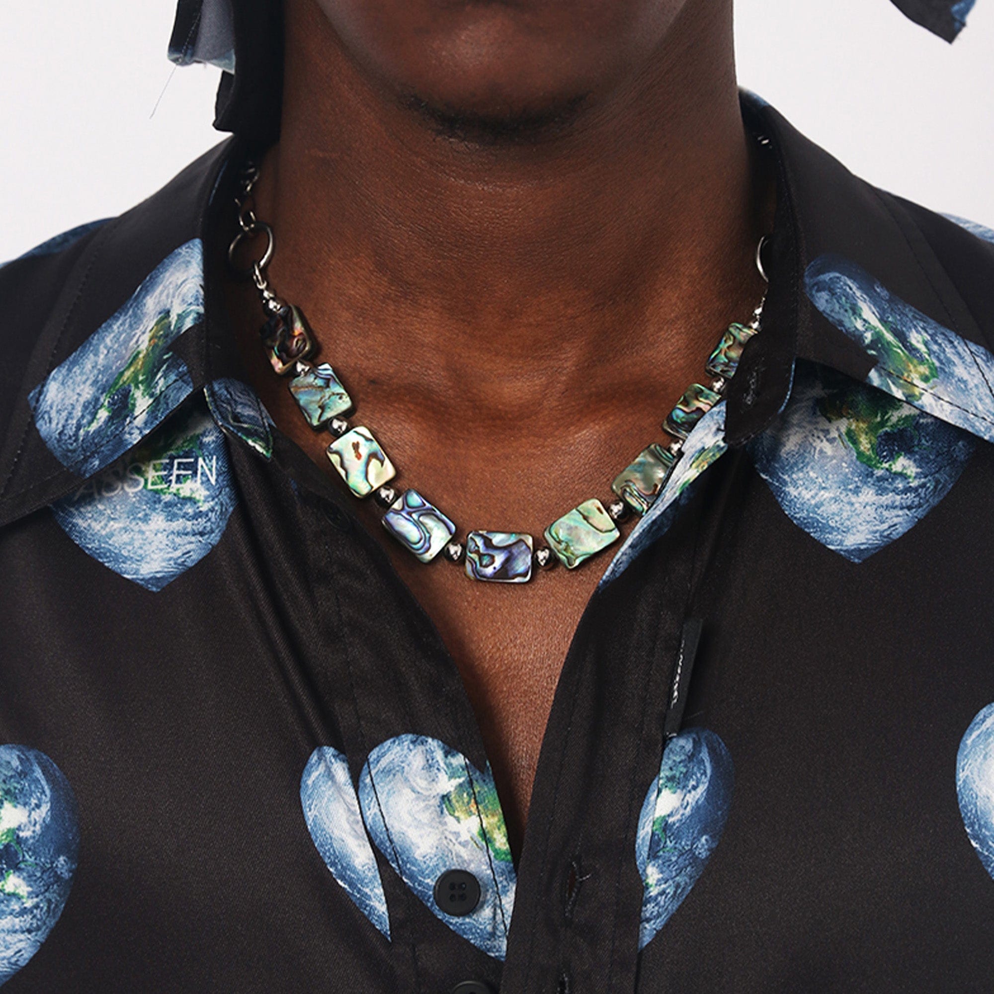 ASSEEN Iridescent Shell-Titanium-Steel Necklace-Necklace-One Size-Free Shipping Leatheretro