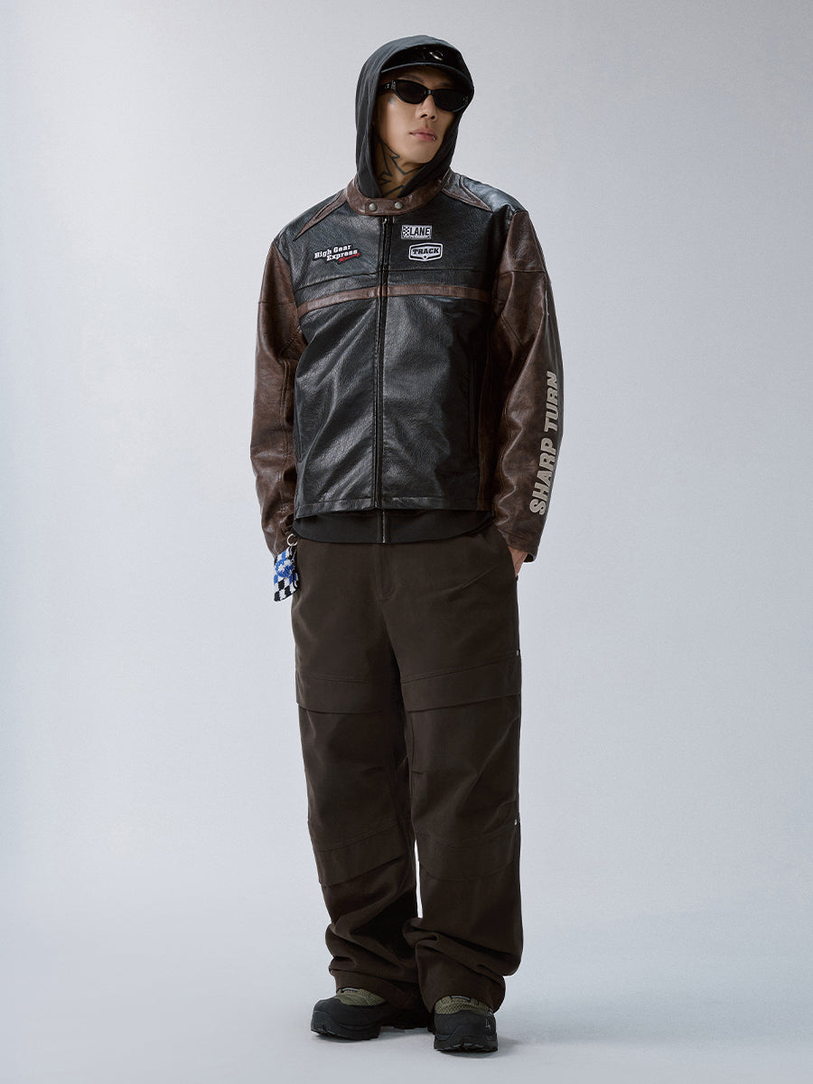 F2CE Destructured Pleated-knee Cargo Pants-Pants-S-Free Shipping Leatheretro