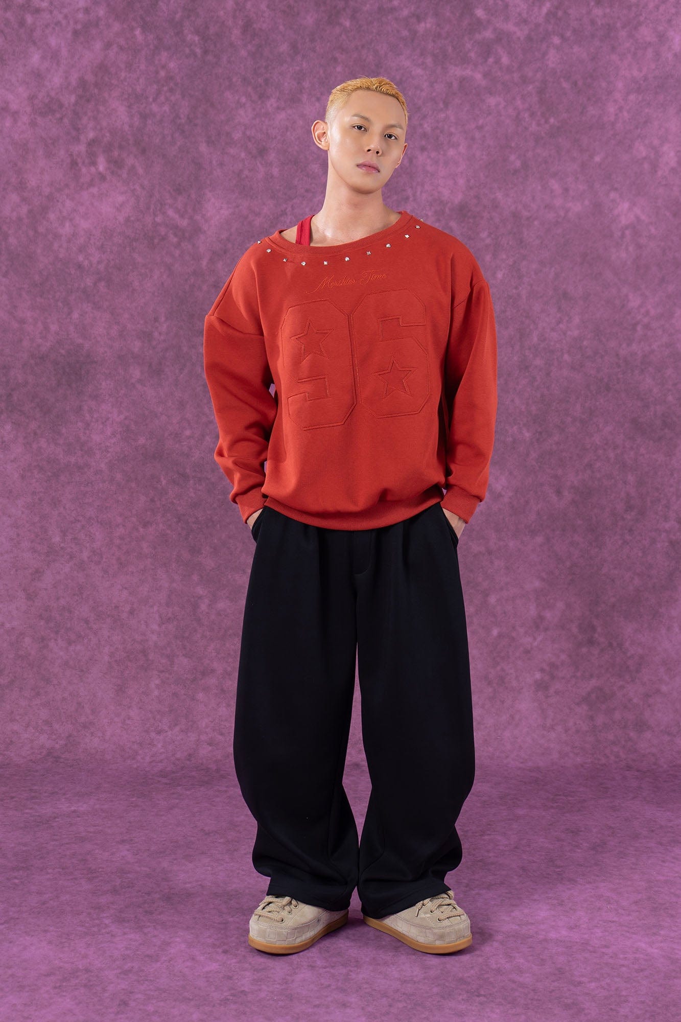 CLP Pleated Wide-Leg Sweatpants-Pants-M-Gray-Free Shipping Leatheretro