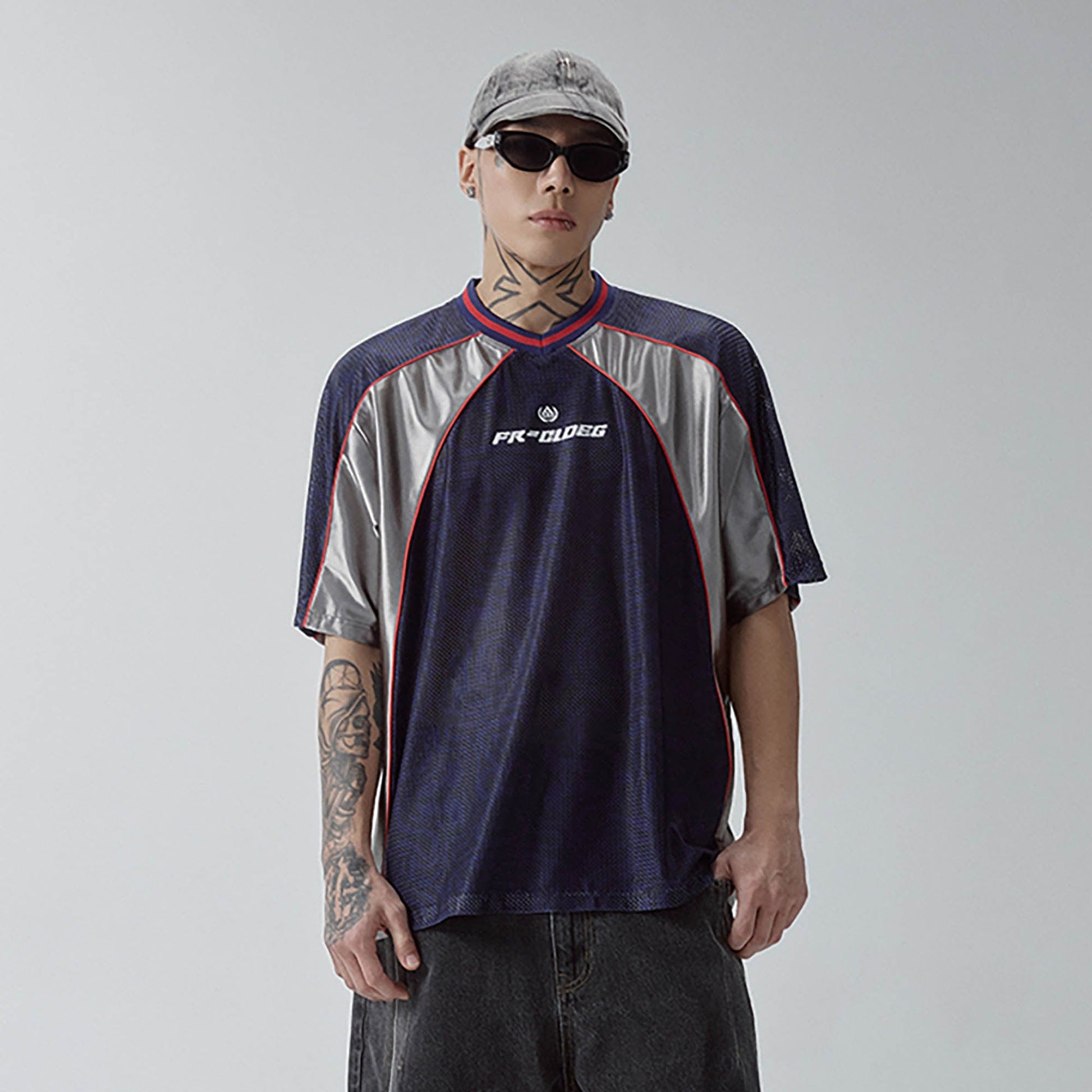 F2CE Mesh Contrast-Panel Quick-Dry Jersey-T Shirt-S-Free Shipping Leatheretro