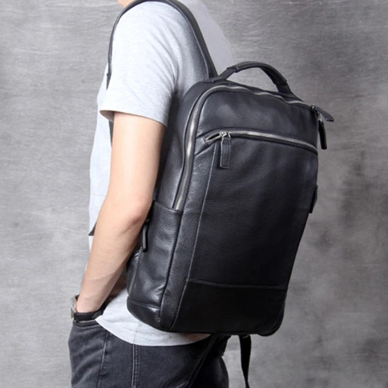 Vintage Crazy Horse Leather Men Backpack - Professional Daily Men’s Business Bag-Backpacks-Coffee-Free Shipping Leatheretro