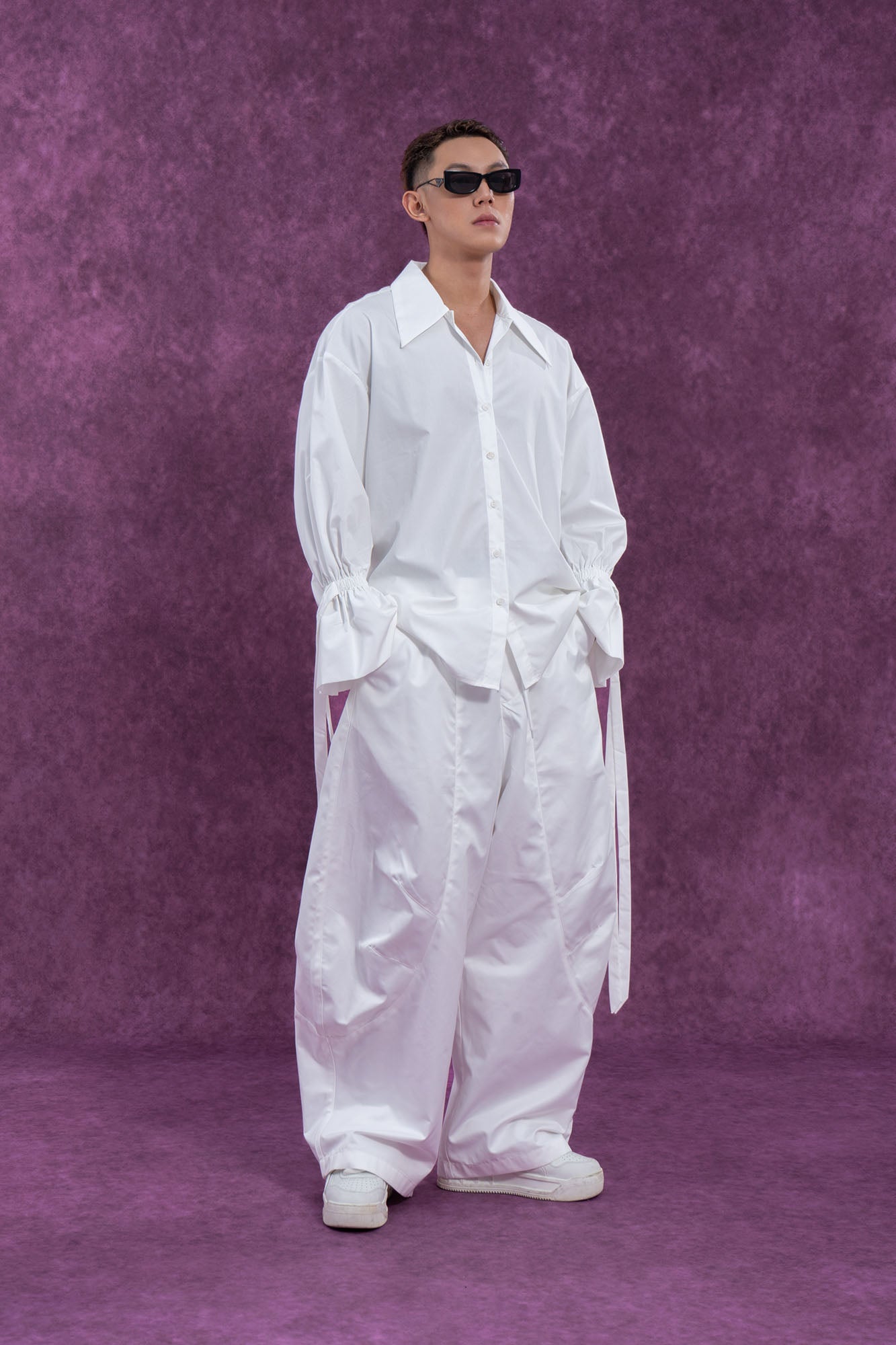 CLP Curved Panel Oversized Parachute Pants-Pants-M-White-Free Shipping Leatheretro