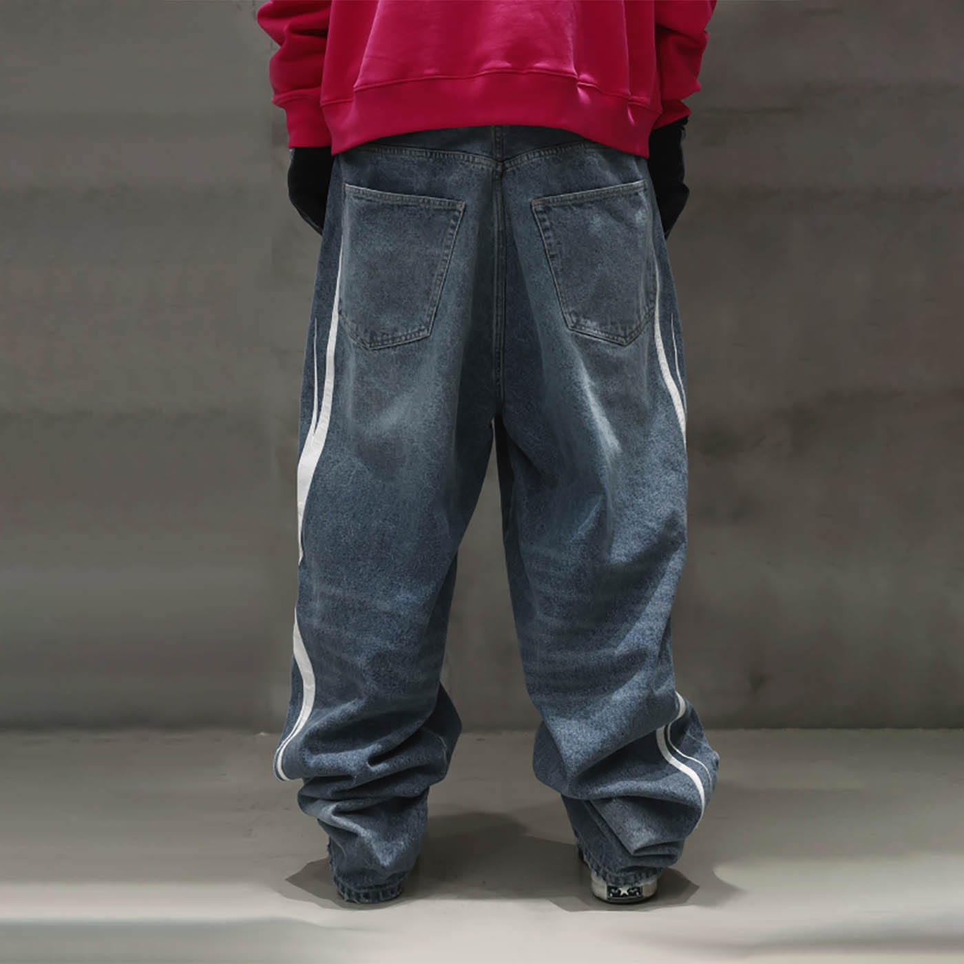 RTVG Washed Patchwork Baggy Jeans-Jeans-S-Blue-Free Shipping Leatheretro
