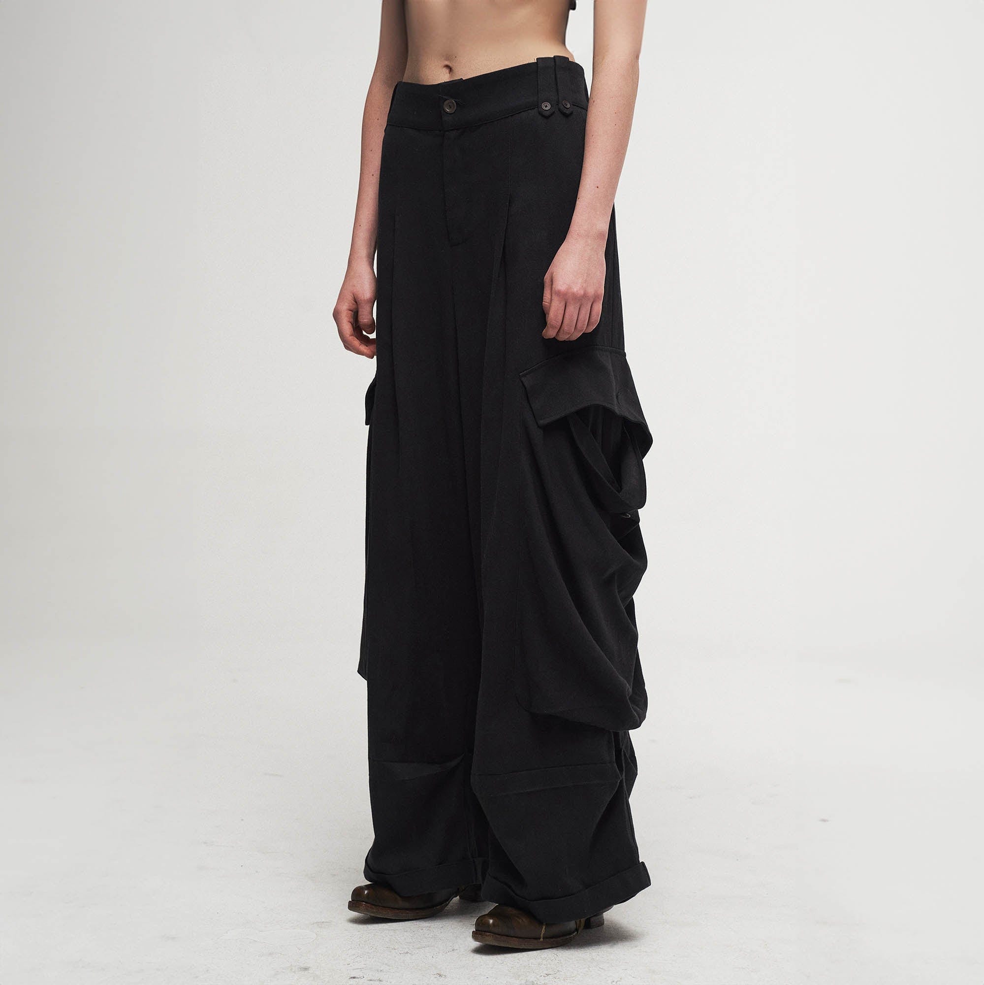 ILNya Nieternite Nifutur Draped Big-Pocket Wide-Leg Cargo Pants-Pants-S(0)-Free Shipping Leatheretro