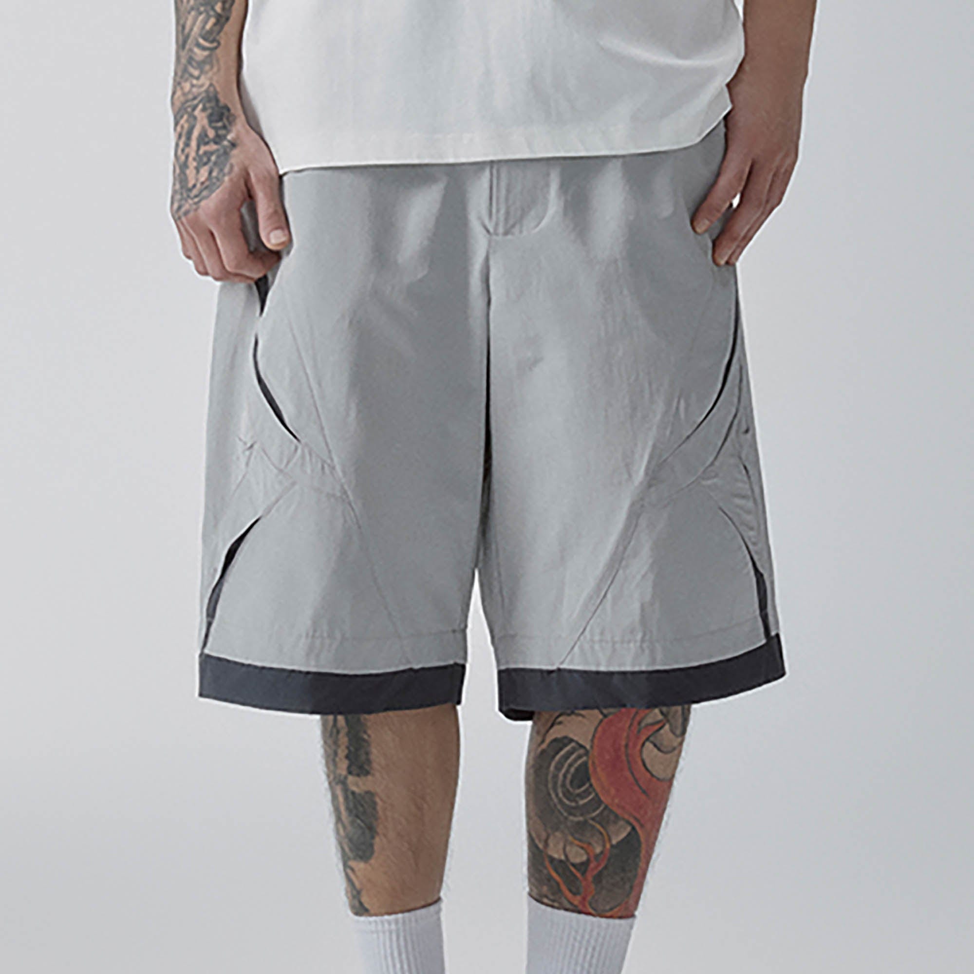 F2CE Contrast Panel Cut-Out Knee Shorts-Shorts-S-Free Shipping Leatheretro