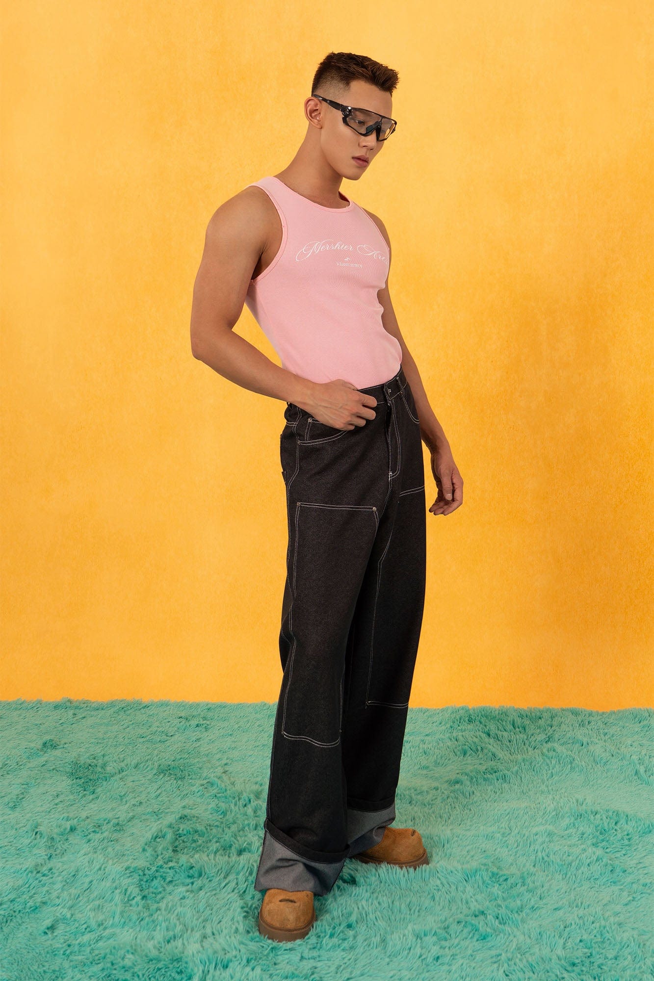 CLP Retro Double-Knee Fold Hem Raw Jeans-Jeans-M-Free Shipping Leatheretro