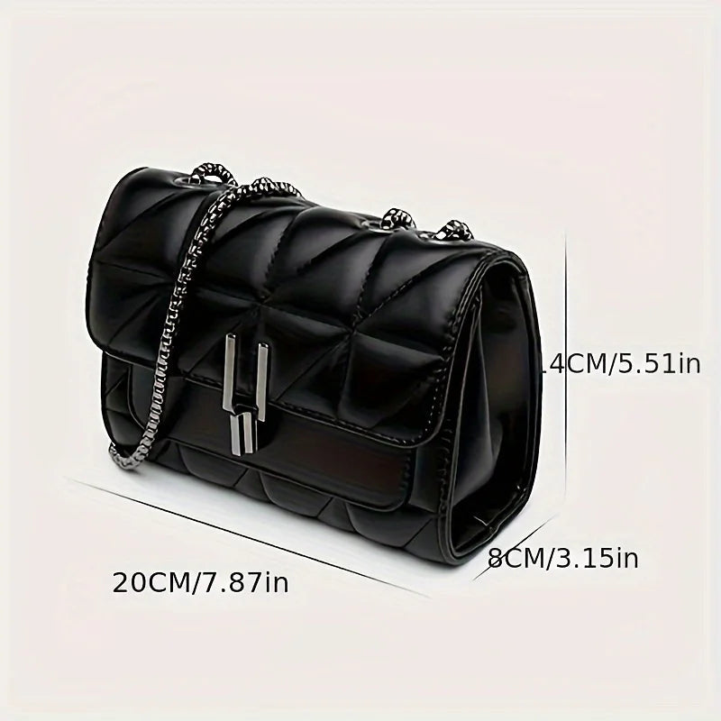 Elegant Black Mini Tartan Crossbody Bag - Adjustable Shoulder Strap Handbag-Messenger Bag-Black-Free Shipping Leatheretro