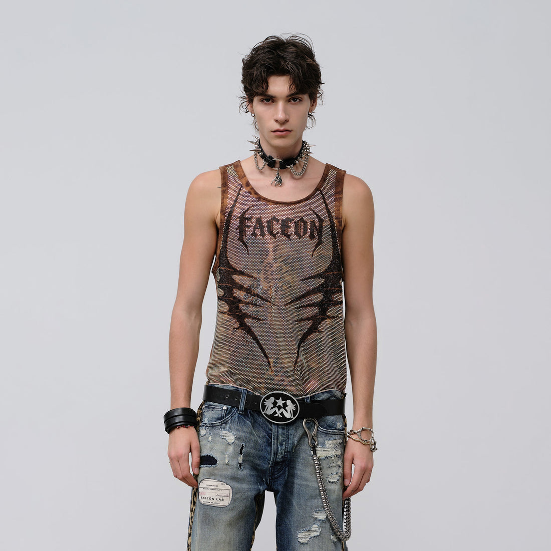 FACEONLAB Venom Diamond Punk Tank Leopard-Tank Top-M-Free Shipping Leatheretro