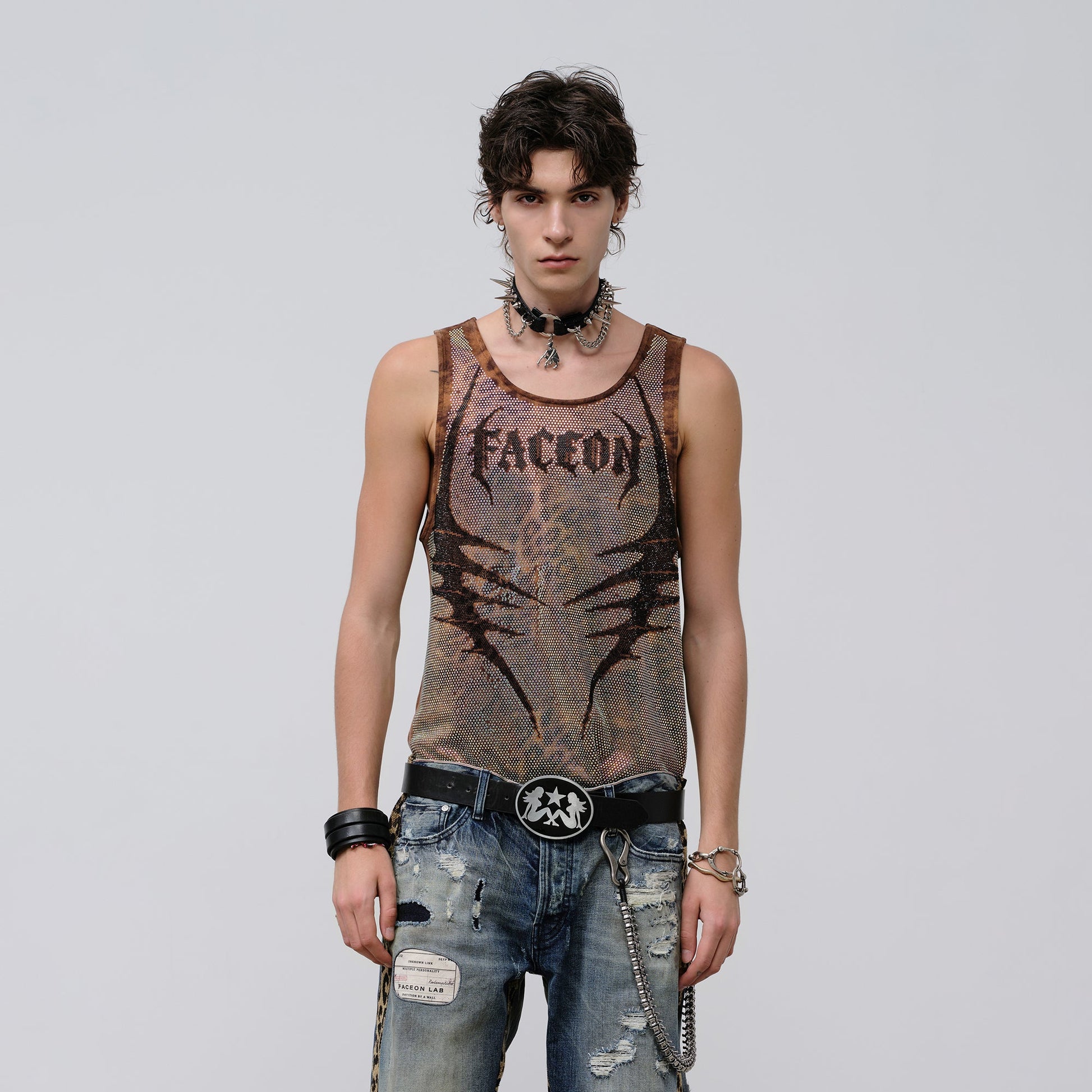 FACEONLAB Venom Diamond Punk Tank Leopard-Tank Top-M-Free Shipping Leatheretro