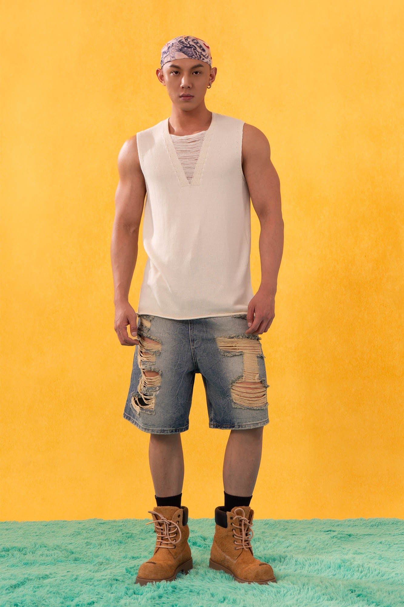 CLP Destroyed Frayed Washed Denim Shorts-Shorts-M-Free Shipping Leatheretro