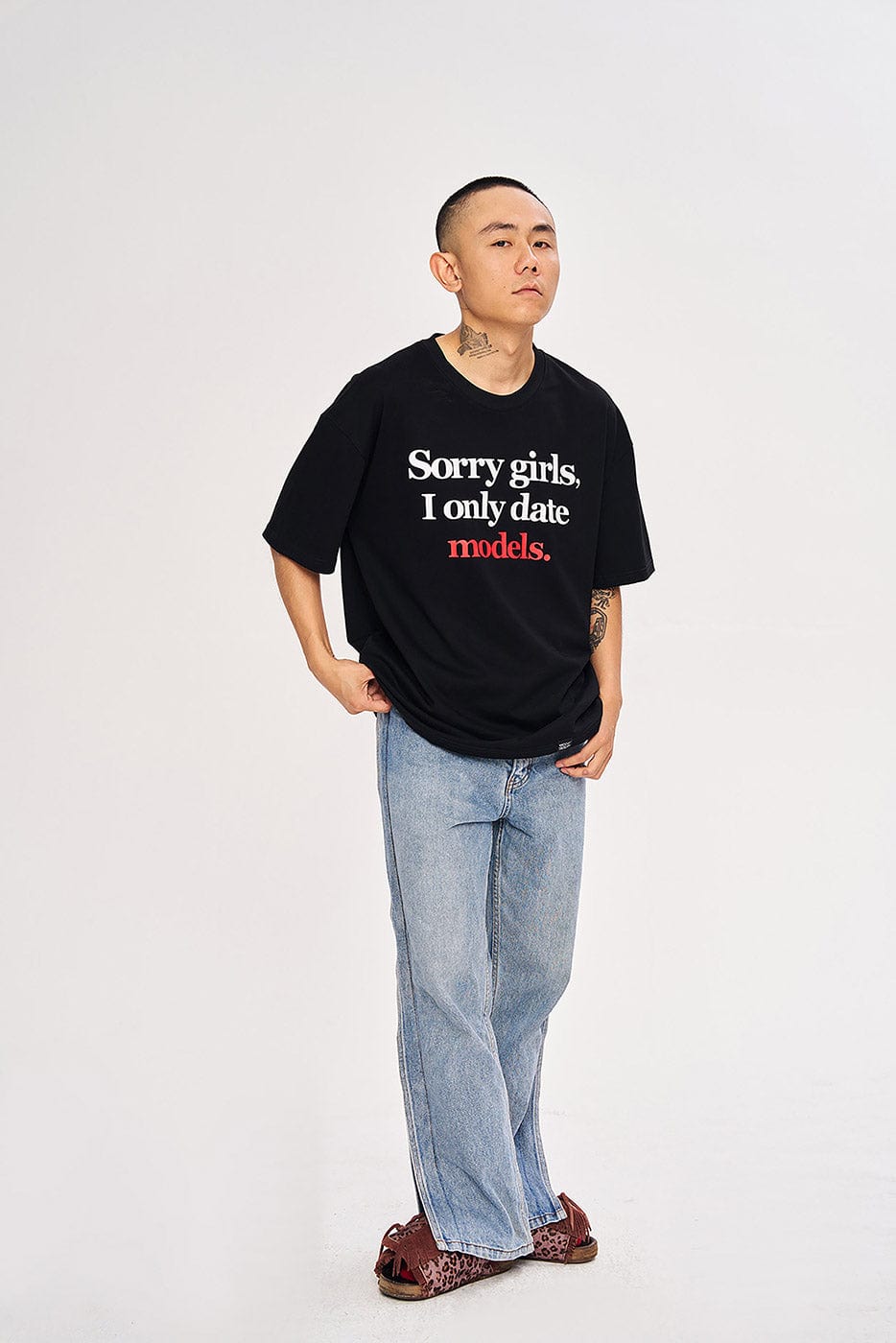 WCC Sorry Girls I Only Date Models Slogan T-Shirt-T Shirt-M-White-Free Shipping Leatheretro