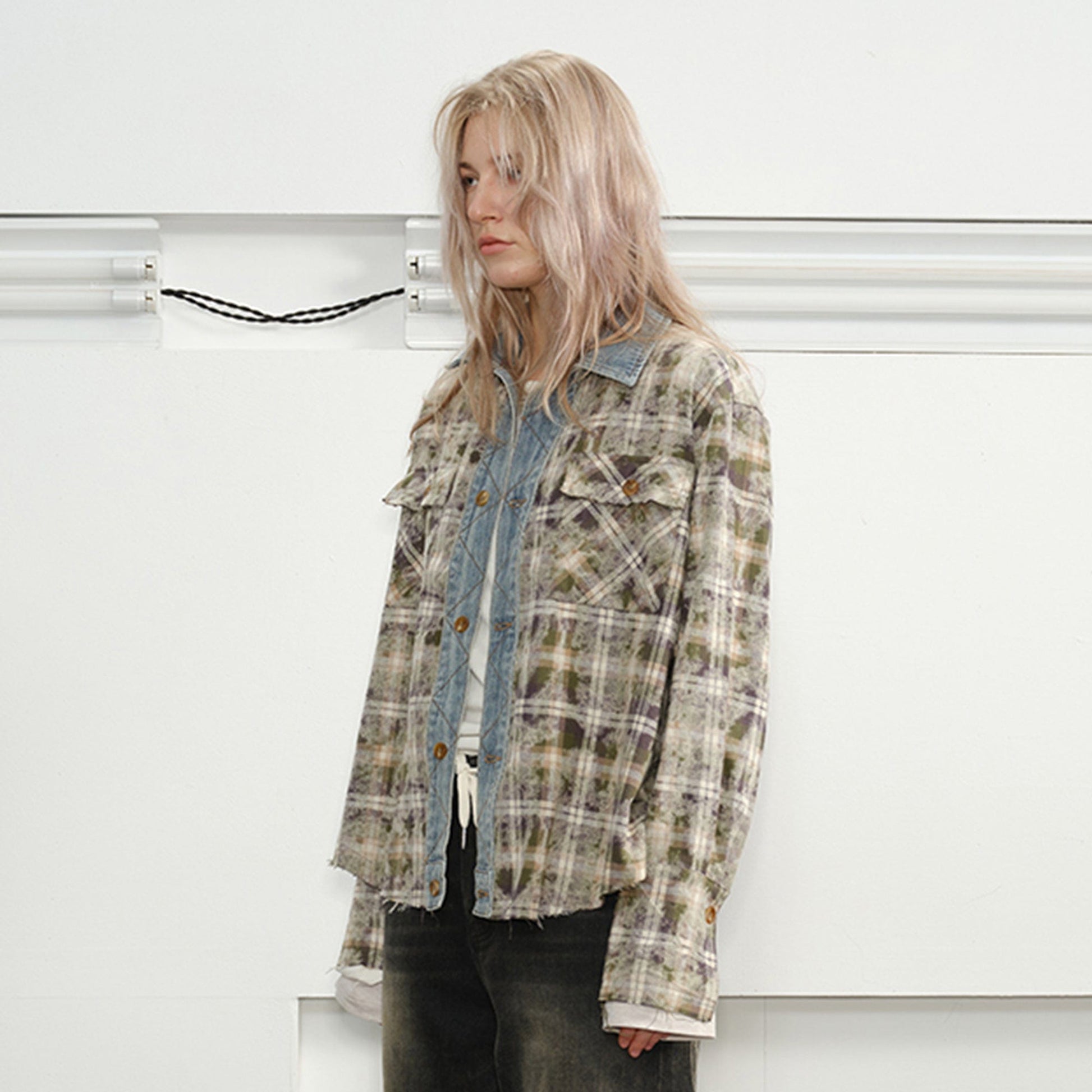 KREATE Denim Spliced Macarons Jacket-Shirt-S-Red-Free Shipping Leatheretro