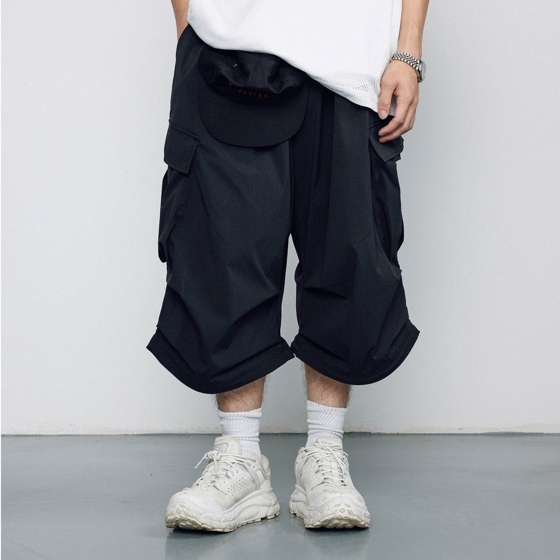 BANANA CLUB Crinkled Multi-Pocket Detachable Cargo Pants-Pants-S-White-Free Shipping Leatheretro