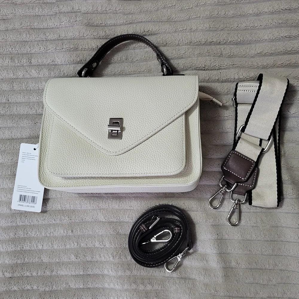 Cowhide Casual Crossbody Bag - Women Genuine Leather Handbag-Handbags-Brown-Free Shipping Leatheretro