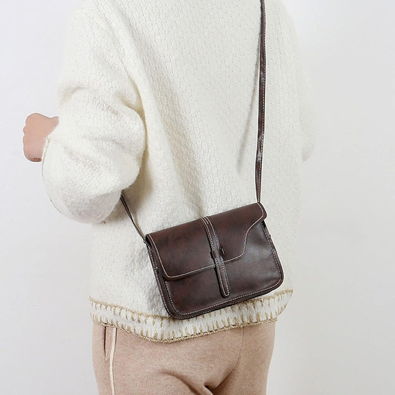 Vintage Leather Crossbody Shoulder Bag - Retro Minimalist Messenger Bags-Shoulder Bag-Black-Free Shipping Leatheretro