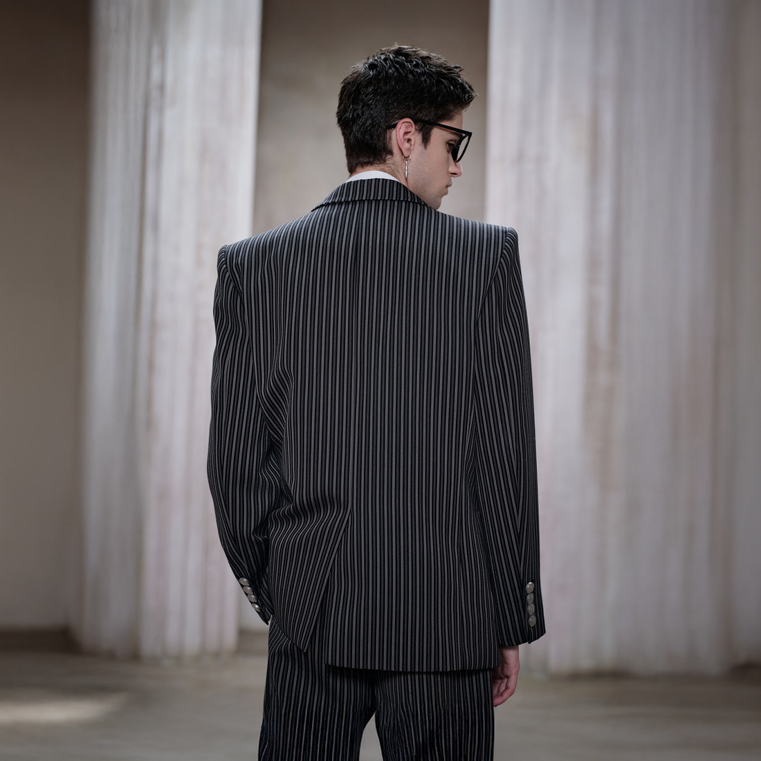 FACEONLAB Stripe Badge-Patch Double-Breasted Jacket-Jacket-M-Free Shipping Leatheretro