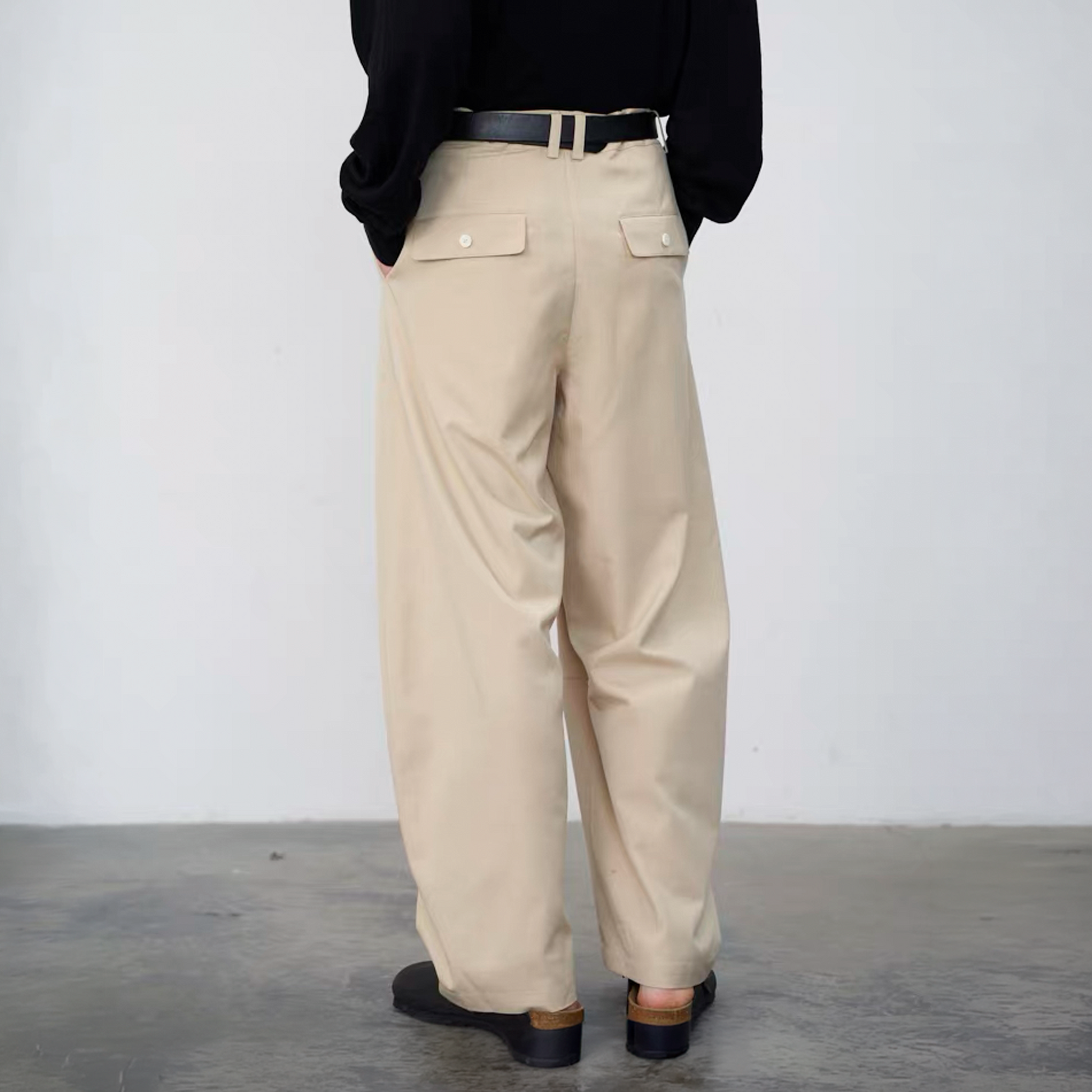 GRAINMUSTARD Retro Pleated High-Waist Wide-Leg Trousers-Pants-XS (Preorder)-Green-Free Shipping Leatheretro