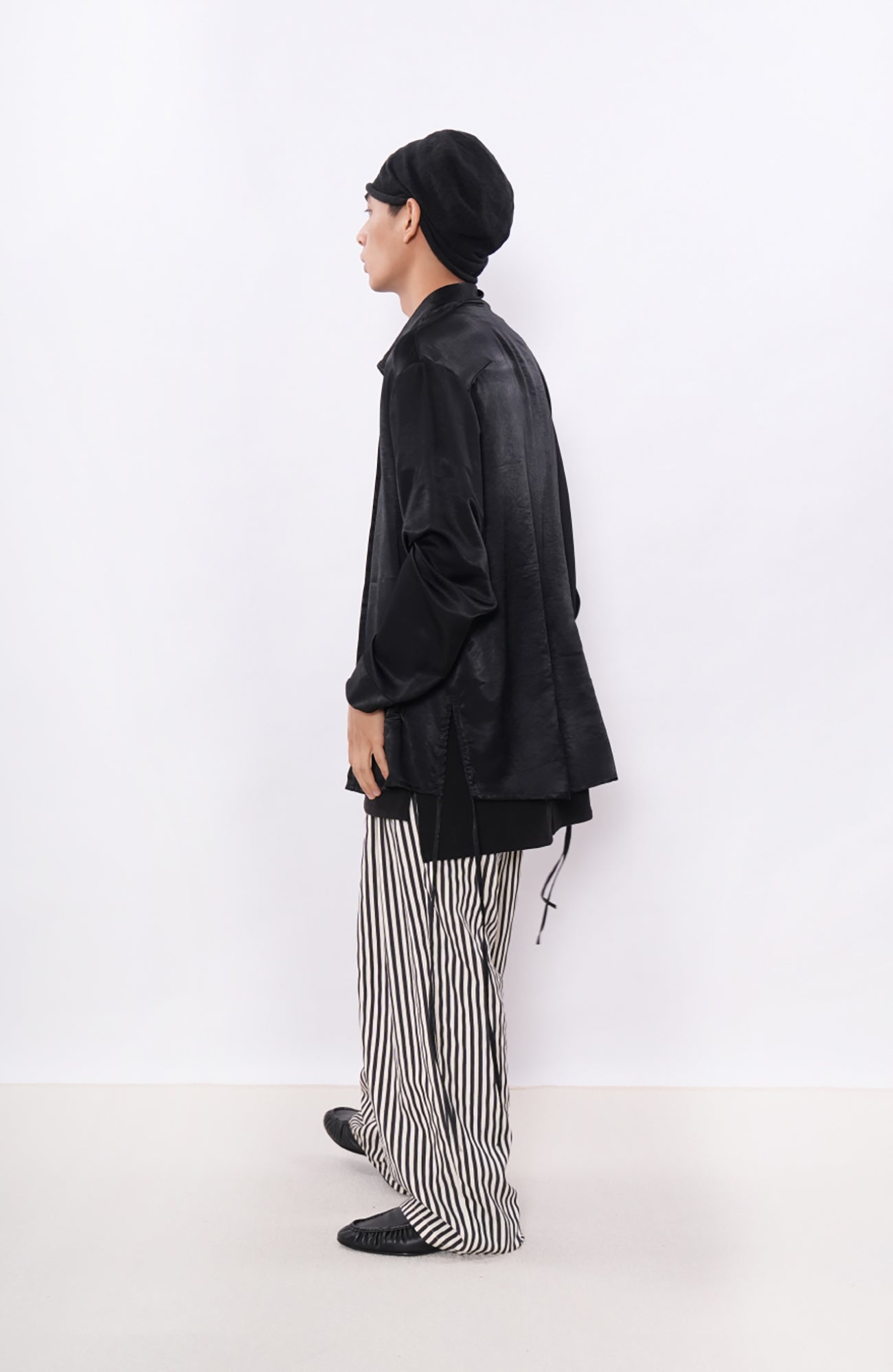 7440 37 1 Satin-Sheen Side-Drawstring Zip Shirt-Shirt-S (Preorder)-Free Shipping Leatheretro